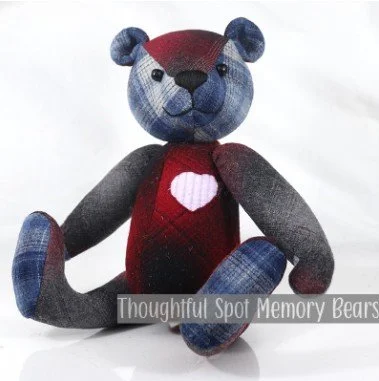 special order for Kelli - medium standard bear made using wool flannel shirts © 2025