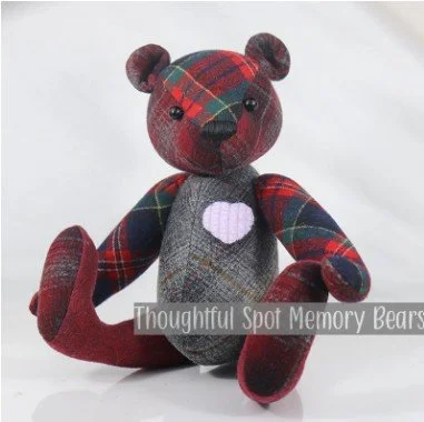 special order for Kelli - medium standard bear made using wool flannel shirts © 2025