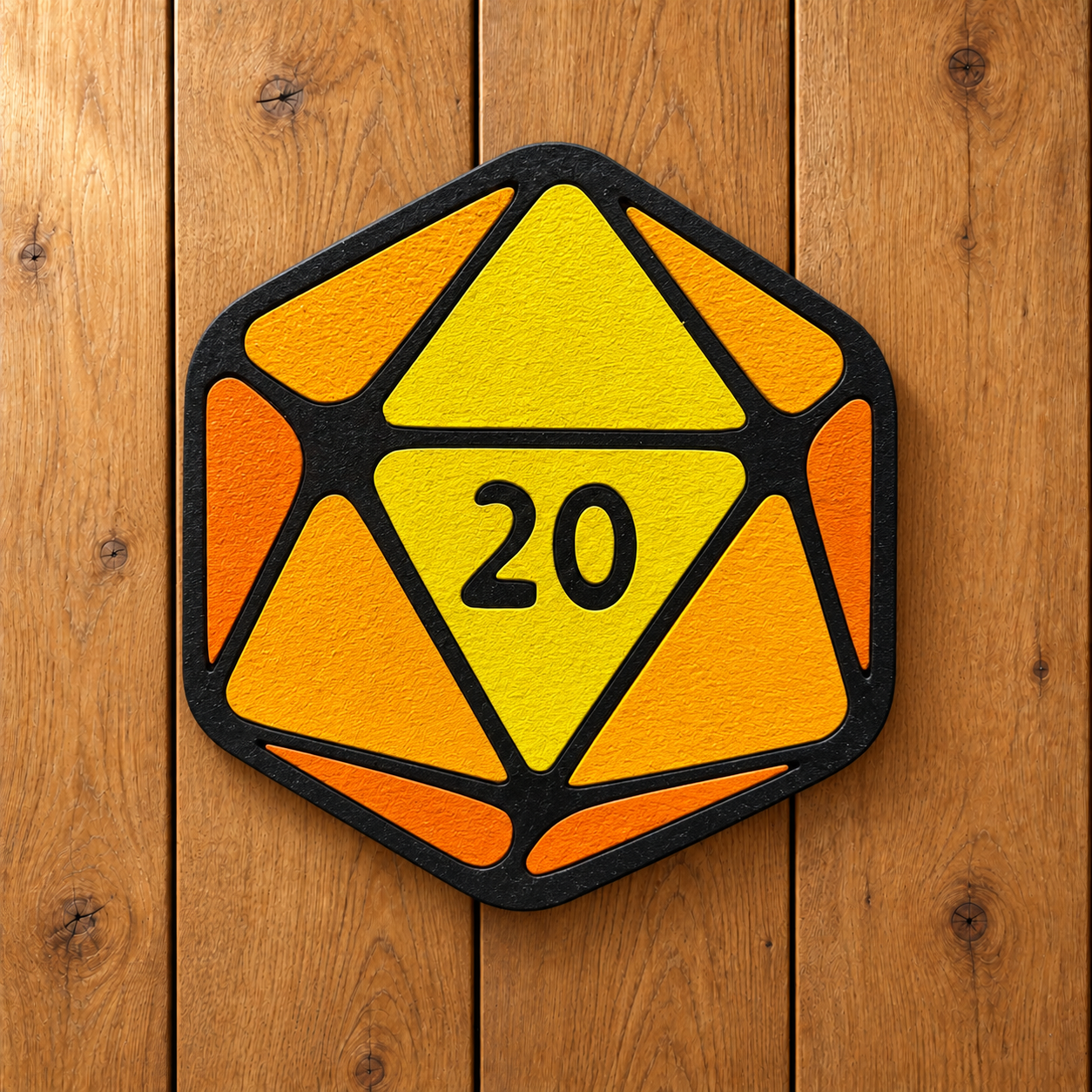 D20 Wooden Magnet