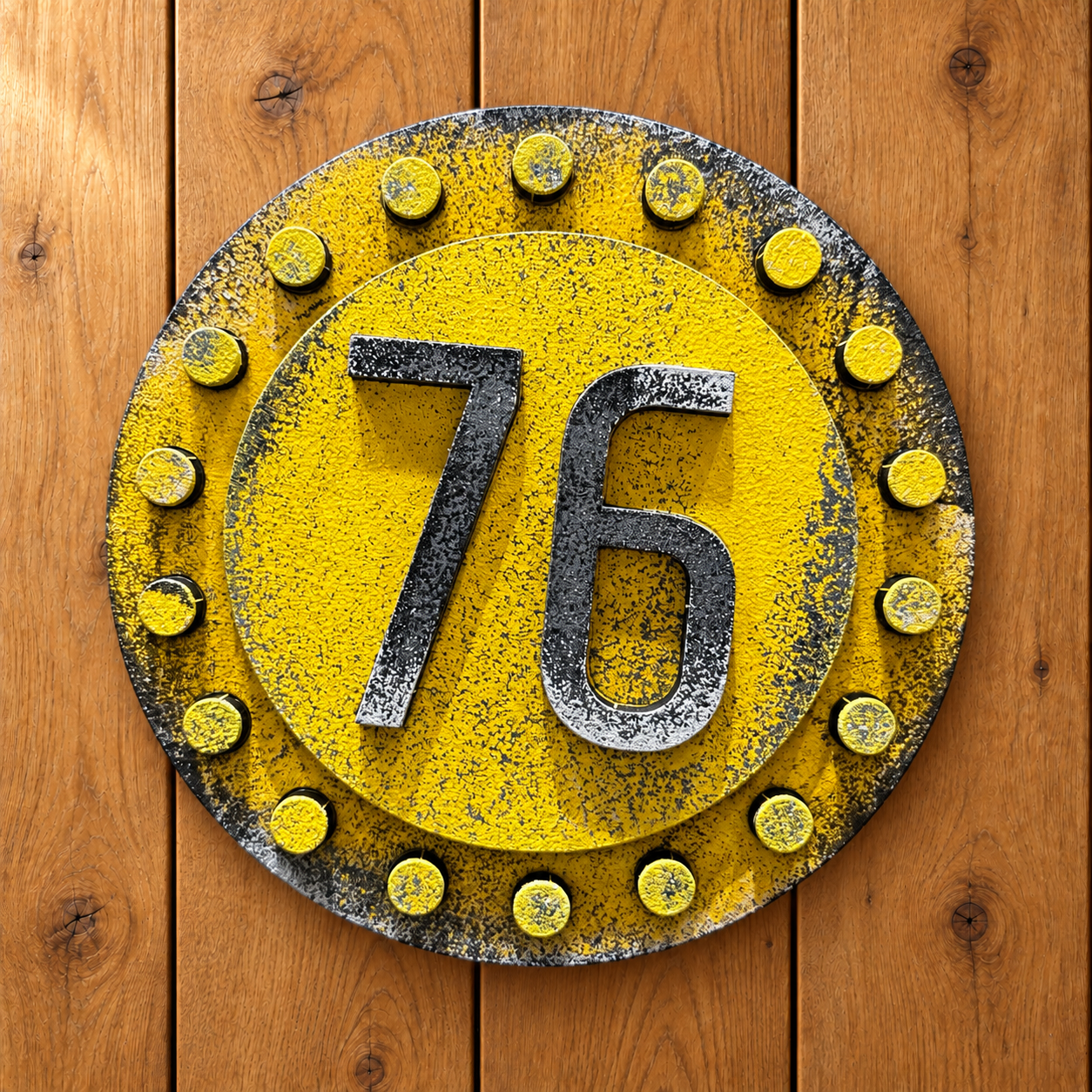 Distressed Yellow Vault 76 Magnet-5.png