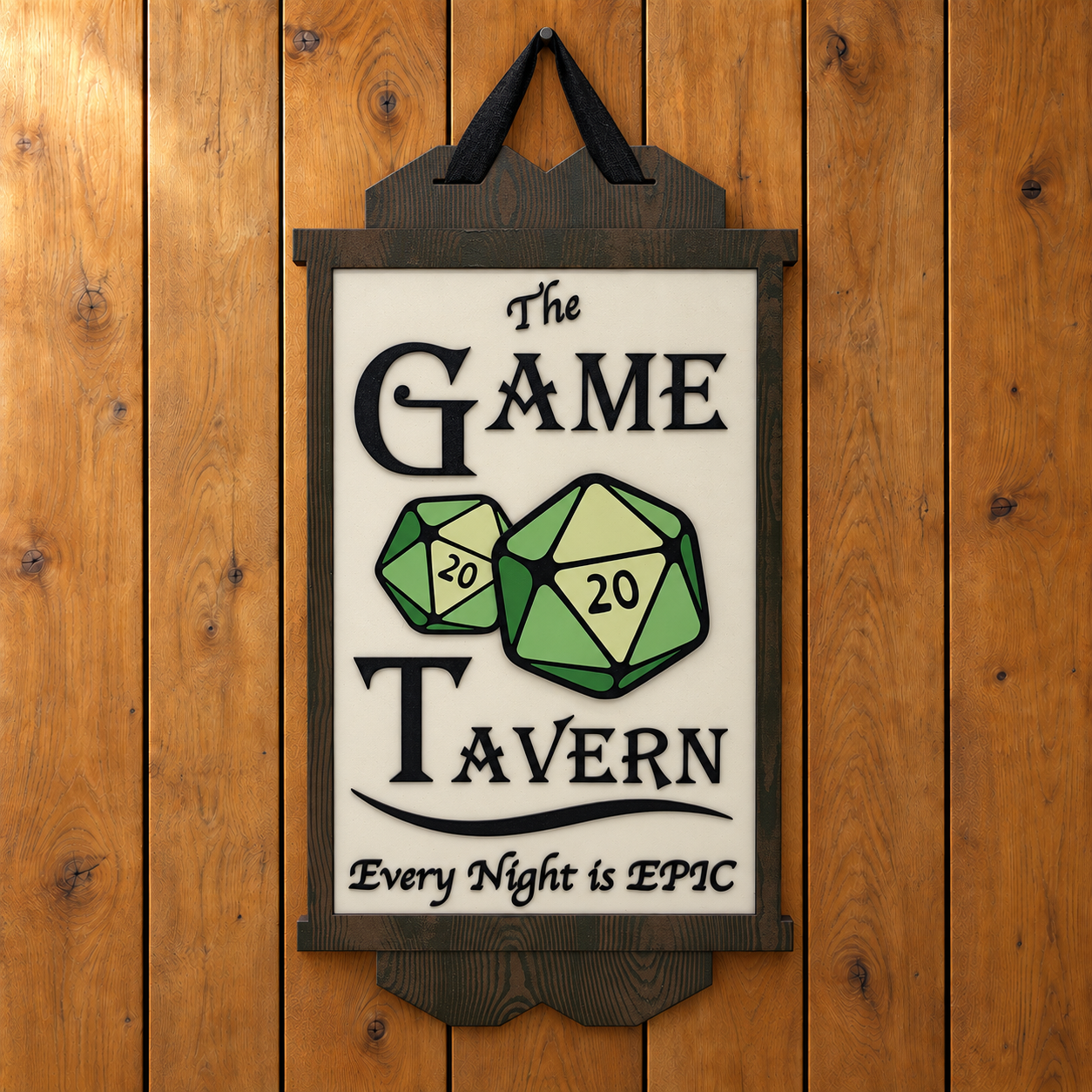 Hand-painted Game Tavern sign on oak wall-2.png