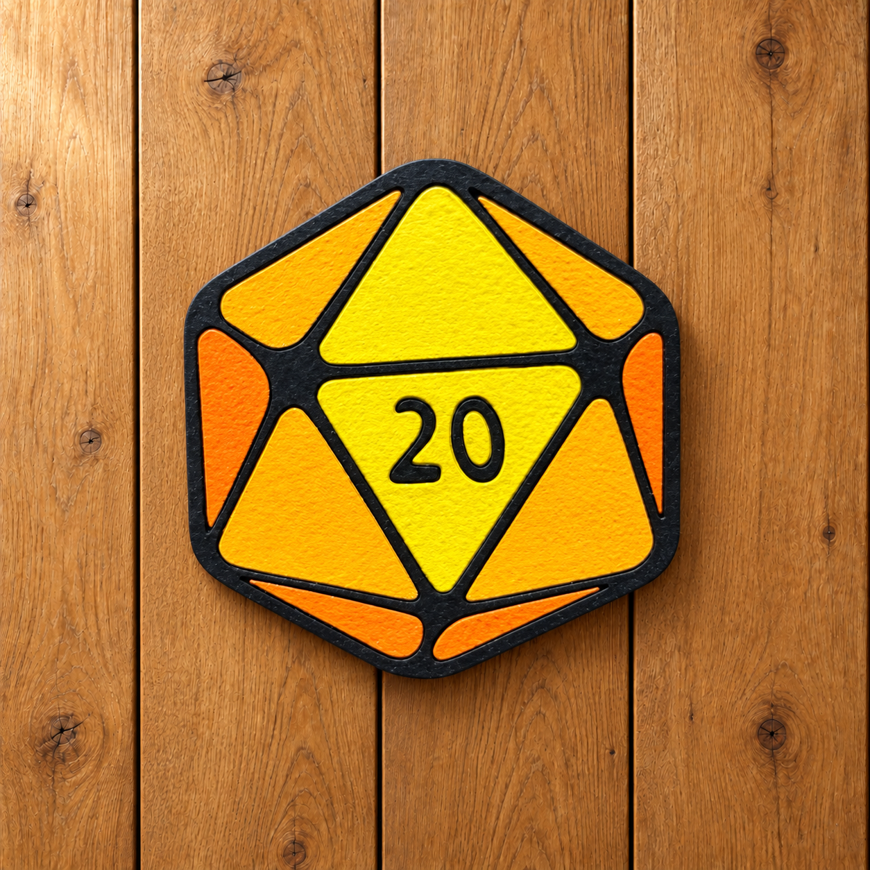 Yellow D20 Magnet on Honey Oak-2.png