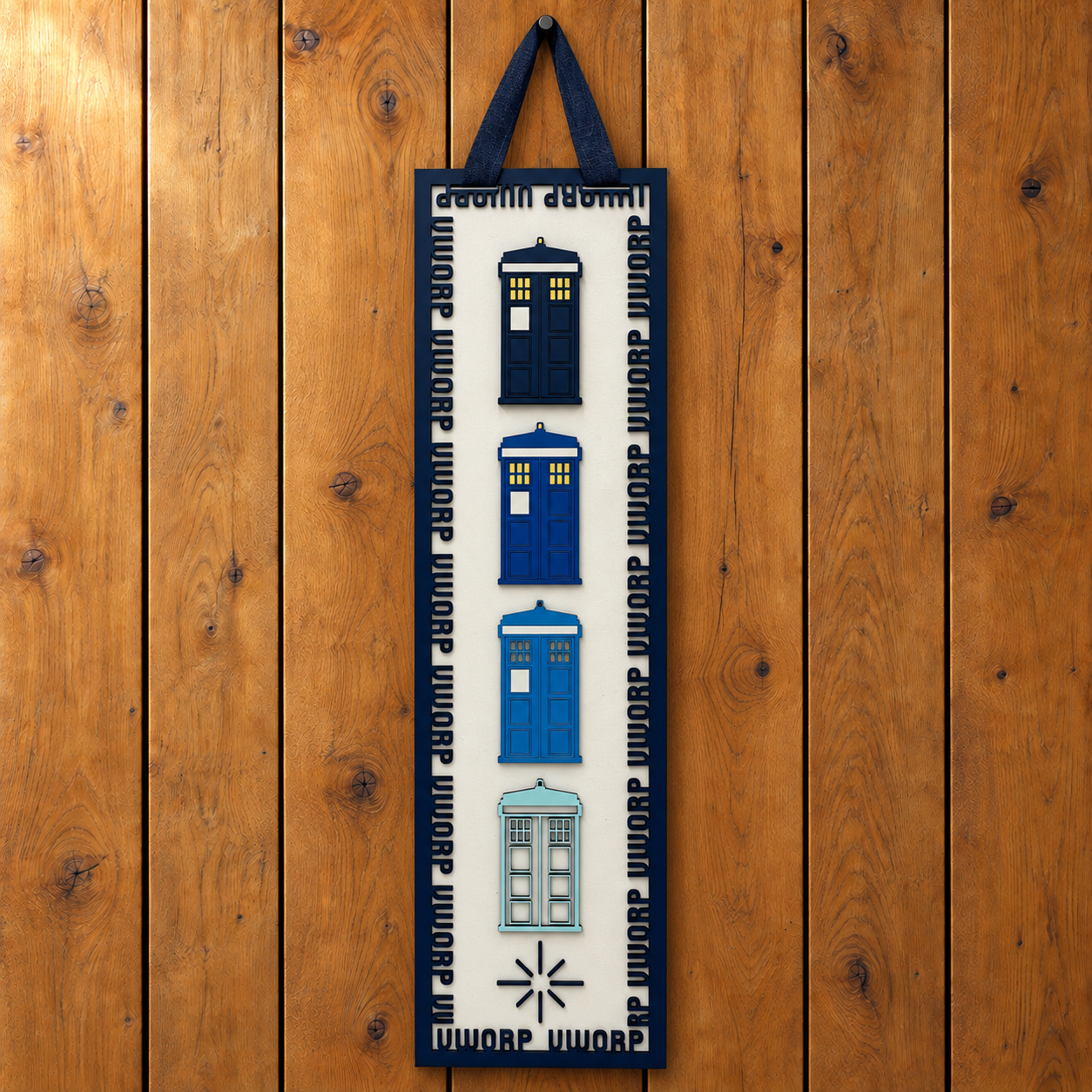 TARDIS Wooden Sign – Fading Into Time and Space