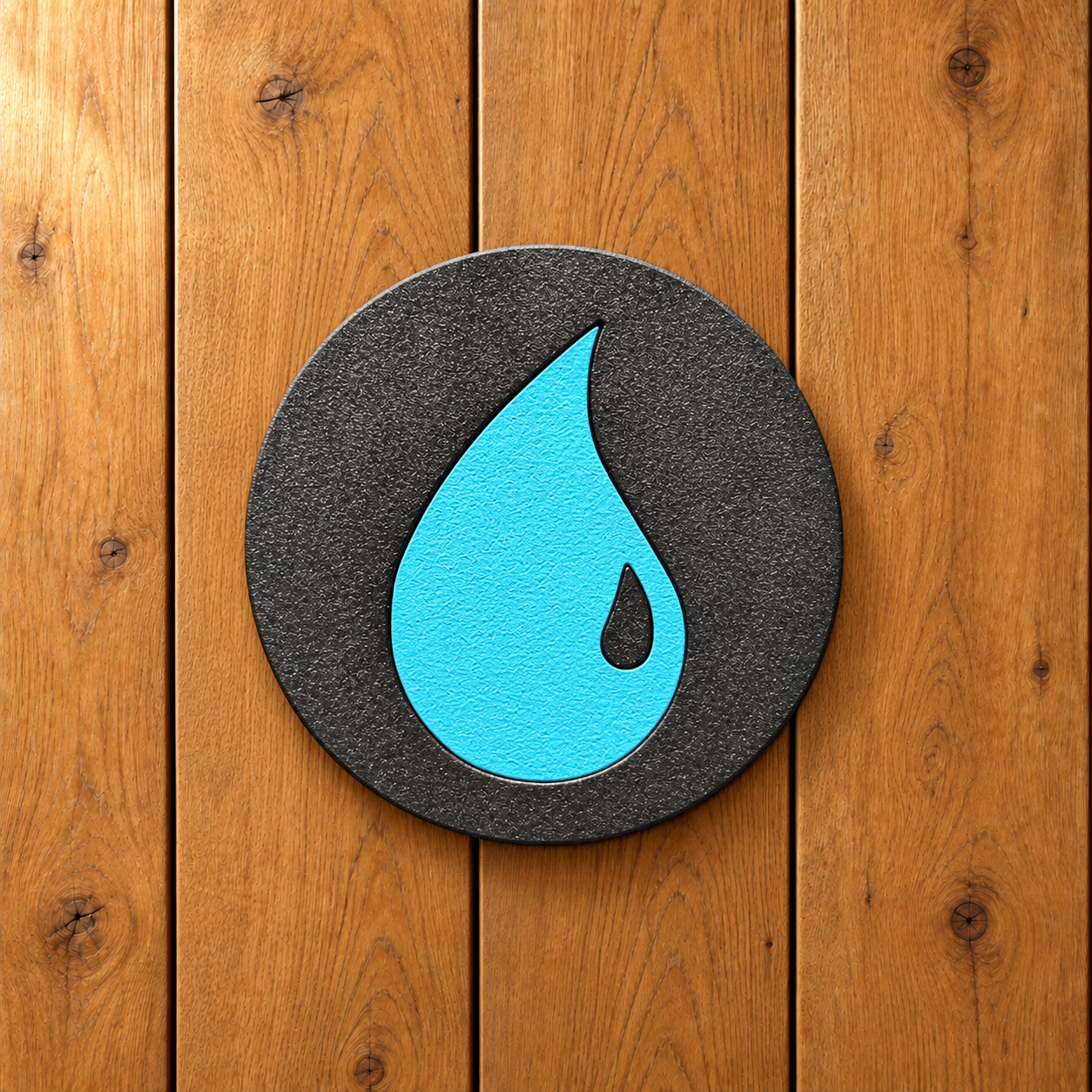 Cyan Water Drop Magnet on Oak-8.png