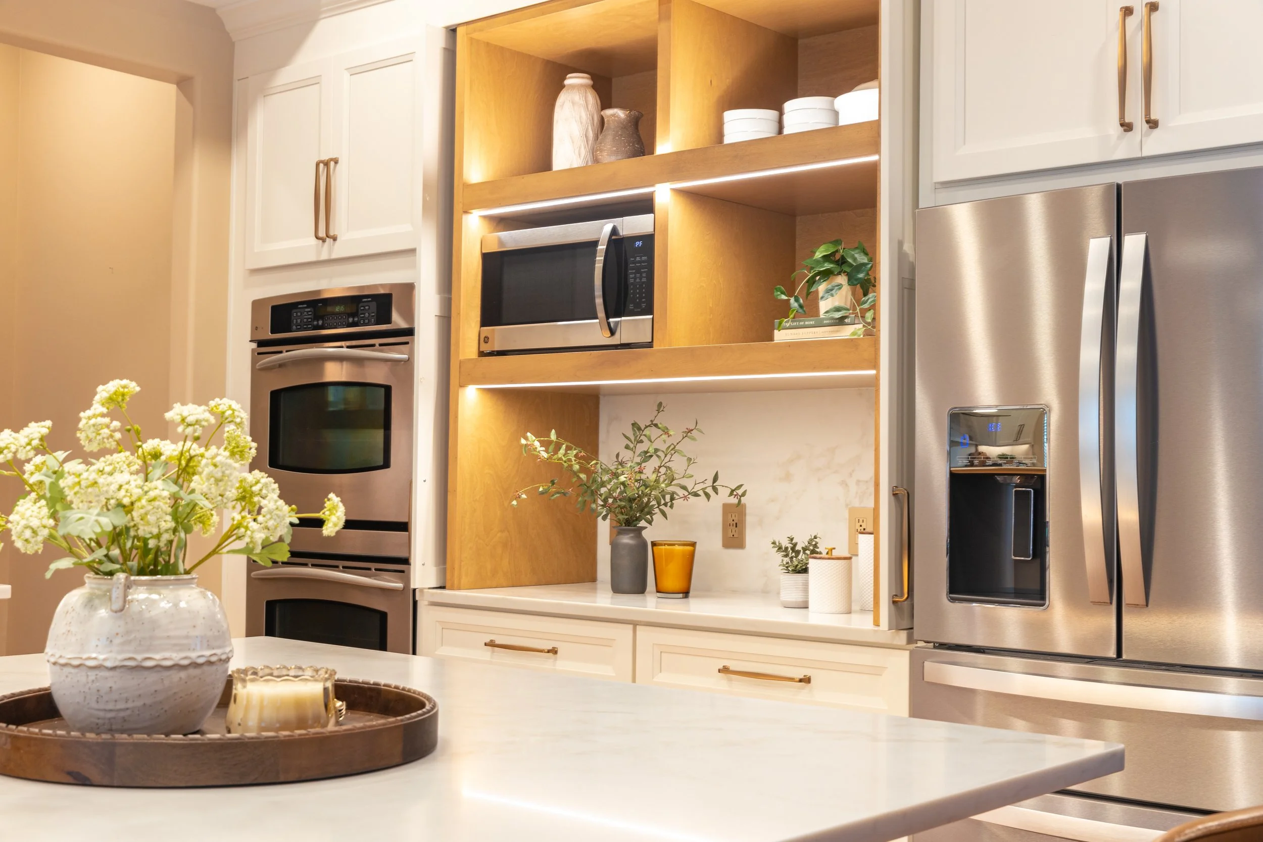 Kitchen remodel in North Atlanta that showcases a full appliance garage