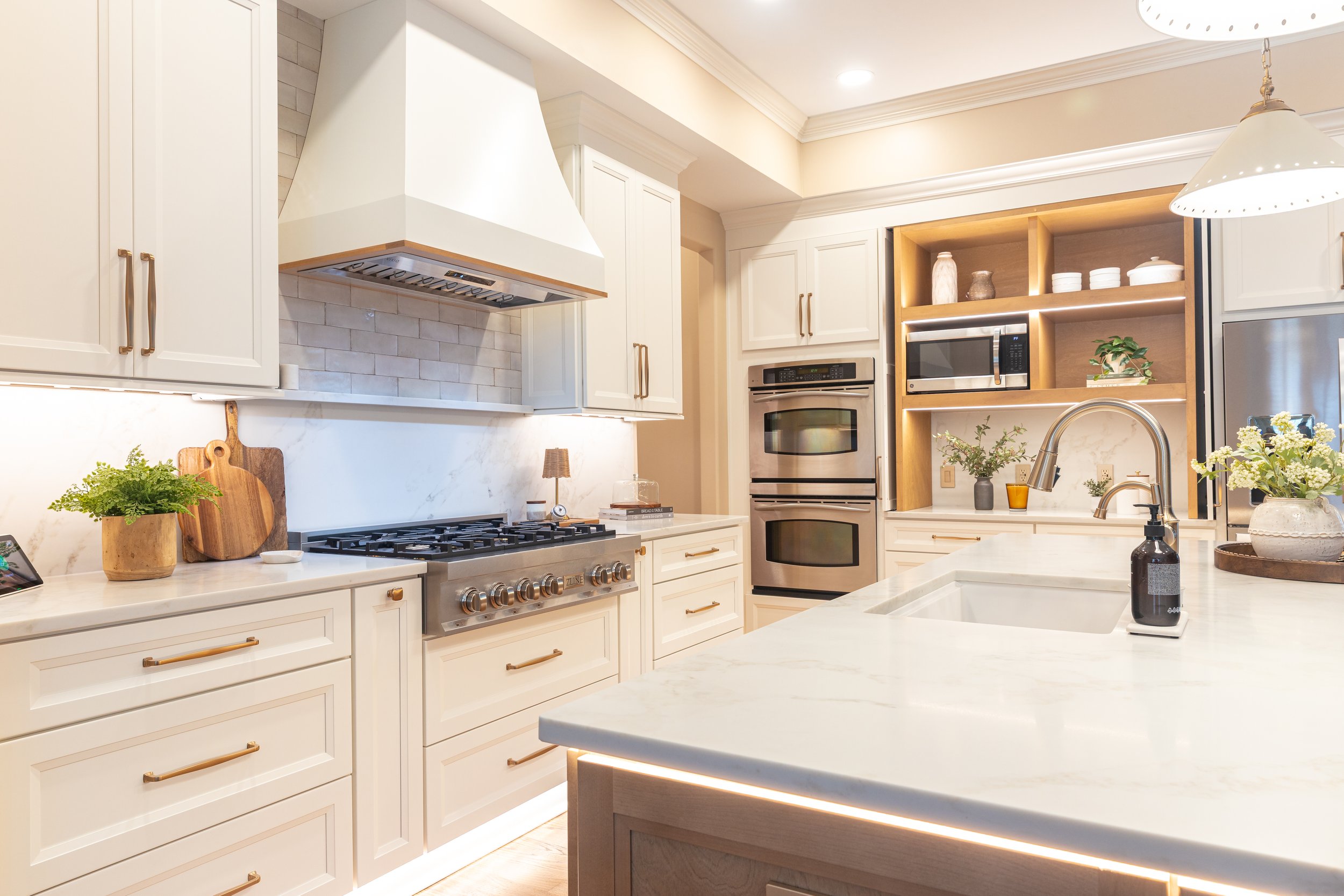 North Atlanta kitchen remodel with light marble countertops
