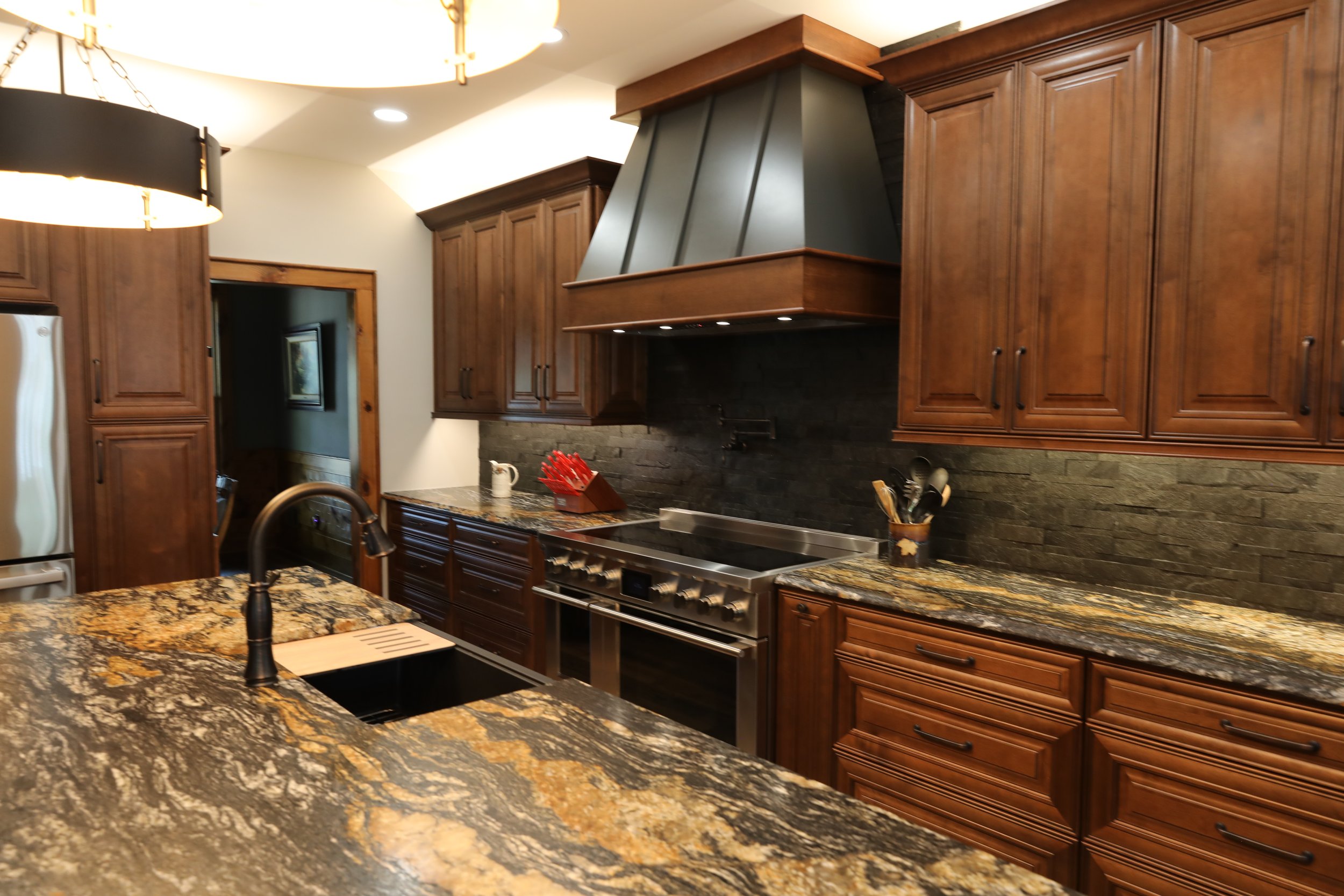 North Atlanta kitchen design with dark finishes