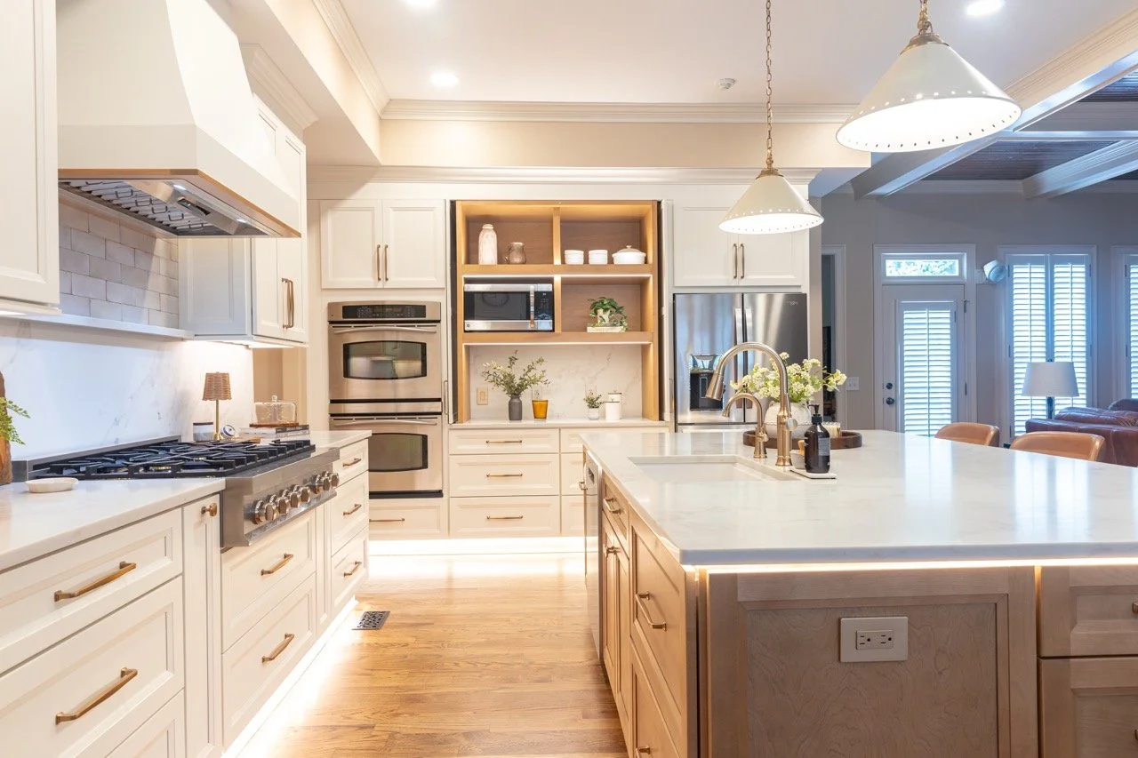 Brand new Atlanta kitchen remodel with intelligent appliance garage storage