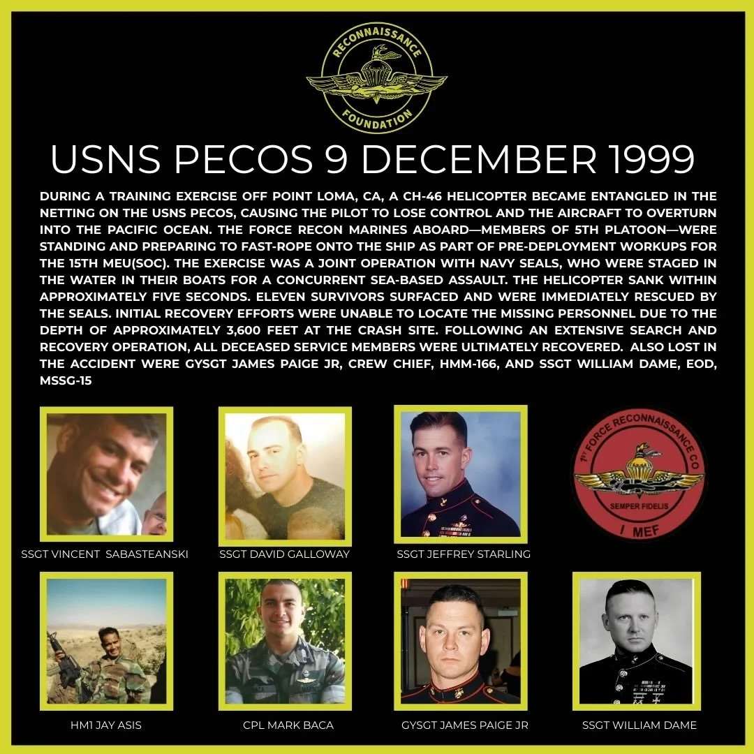 Brothers never forgotten.

Jeff Starling
Mark Baca
Jay Asis
Vincent Sabasteanski
David Galloway
James Paige
William Dame

Never above you
Never below you
Always by your side