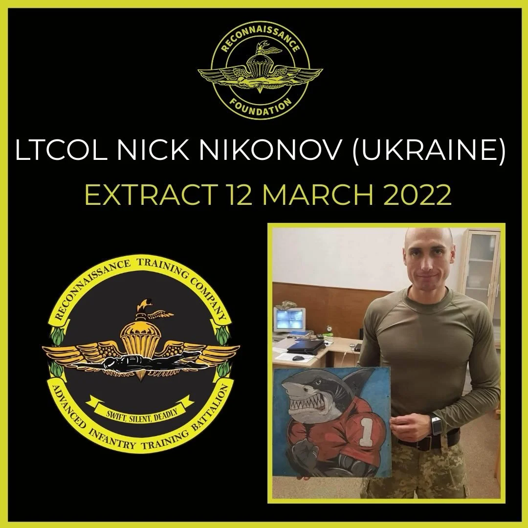 Today we remember our teammate Nick Nikonov, a graduate of the Basic Reconnaissance Course &amp; Marine Corps Expeditionary Warfare School and a Maritime SOF Officer with Ukrainian Special Operations Forces.

Nick trained with and was a teammate to t