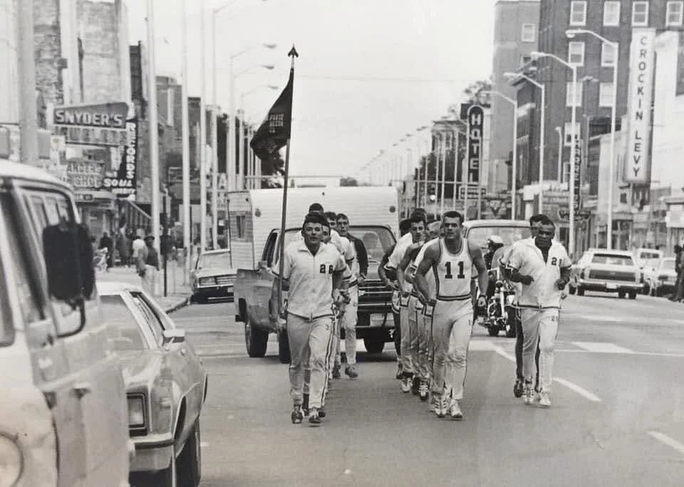 Major James Capers leading the men of 2nd Force Reconnaissance Company on a run from Camp Lejeune North Carolina to Tun Tavern (Philadelphia Pennsylvania), the birthplace of the United States Marine Corps.

&ldquo;Forever shall I strive to maintain t