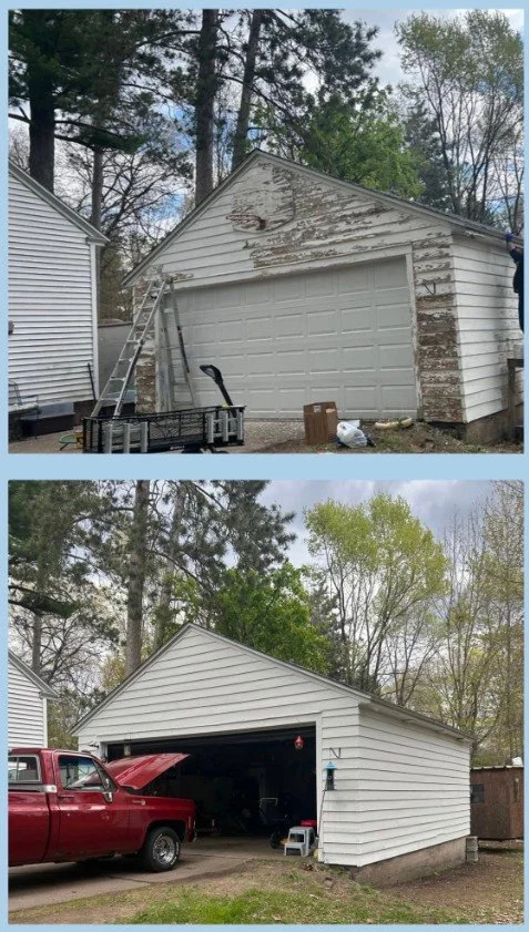 Before and after of garage painting project. #exterior painting, #painting