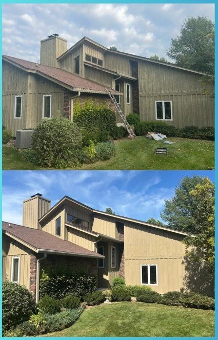 Before and after of an exterior home painting project. #exterior painting, #painting