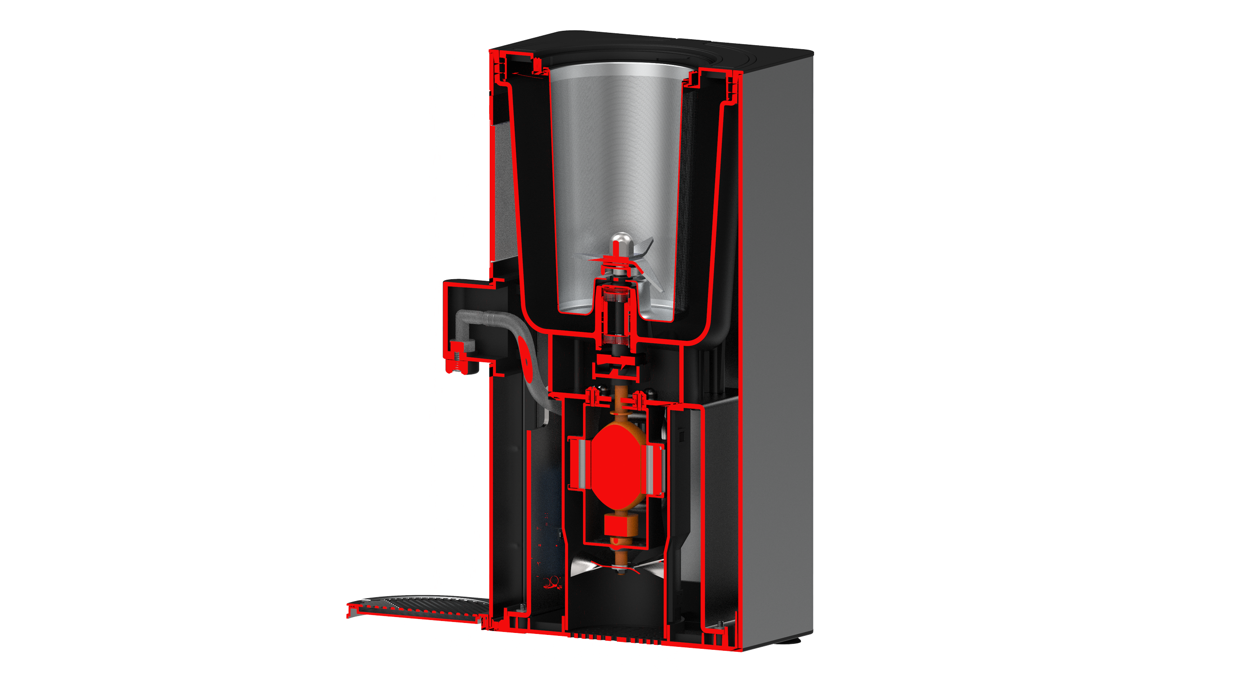 Cross-sectional view of a water heater showing internal components including the tank, heating element, and plumbing connections.
