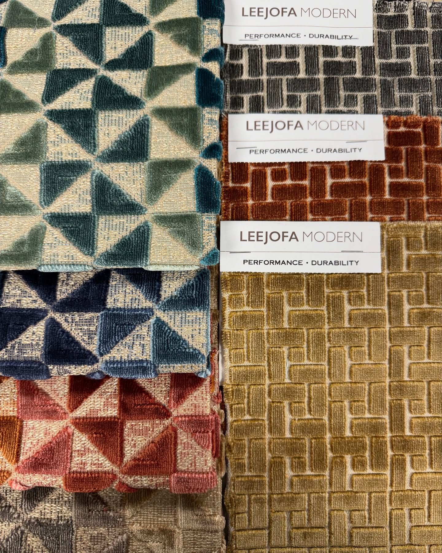 We are LOVING these new samples from @leejofa 
&bull;
&bull;
&bull;
Come check out new @lillypulitzer fabrics for your outdoor pieces for a bright new update to your space!
#lillypulitzer #leejofa #indooroutdoor #fabric #luxury