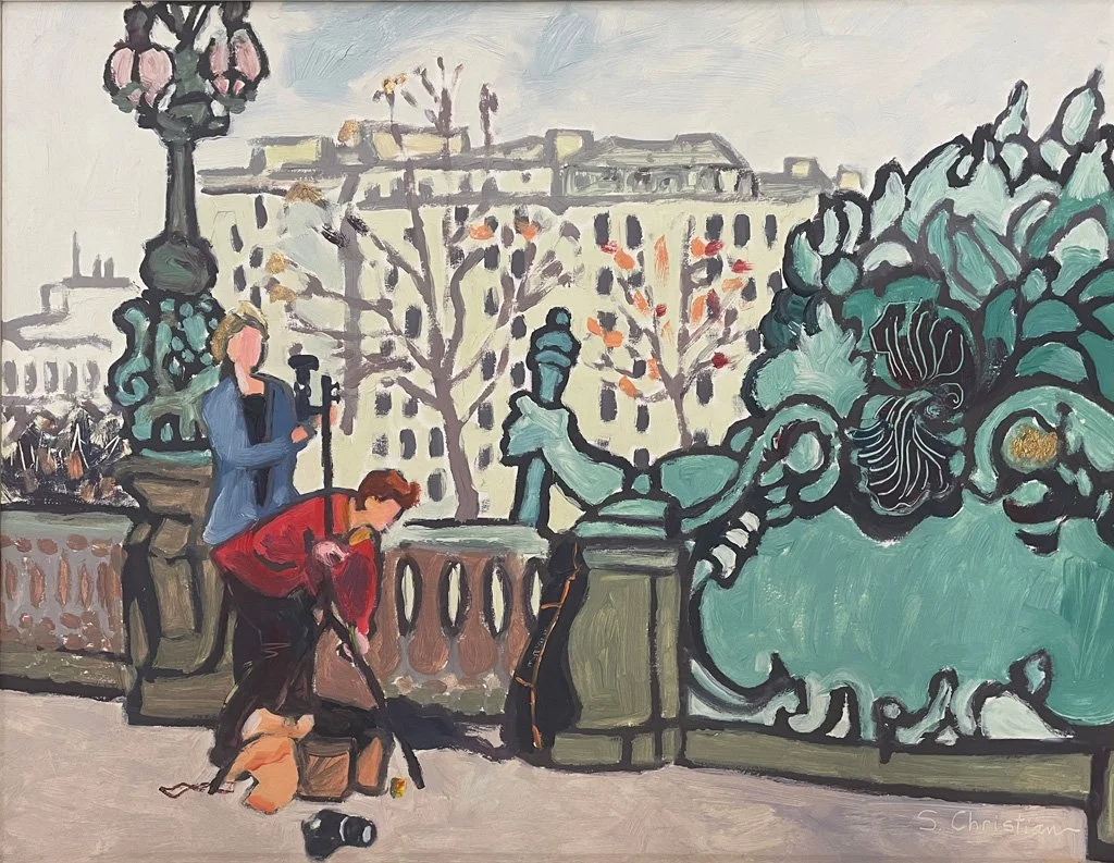  Setting Up 
 Monuments and Pedestals Series
Oil on Board
14” x 18”
1993
— Private Sale from Artist's Collection 2026 —