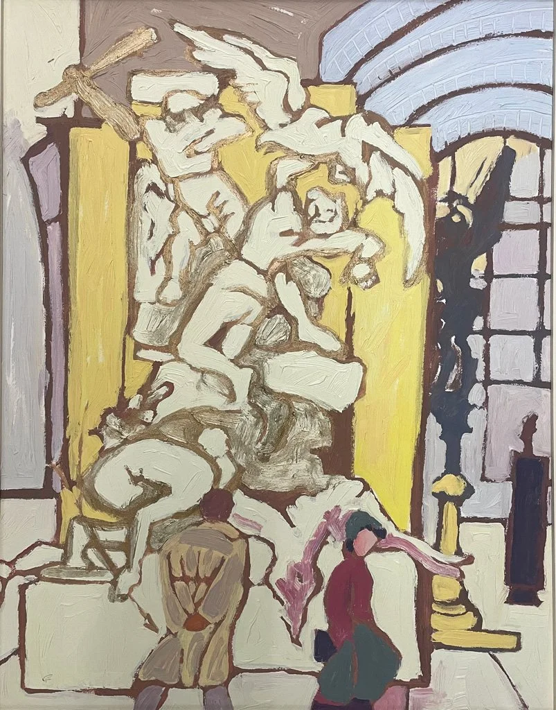  The Battle Rages On 
 Monuments and Pedestals Series
Oil on Board
14” x 18”
1993
— Private Sale from Artist's Collection 2026 —