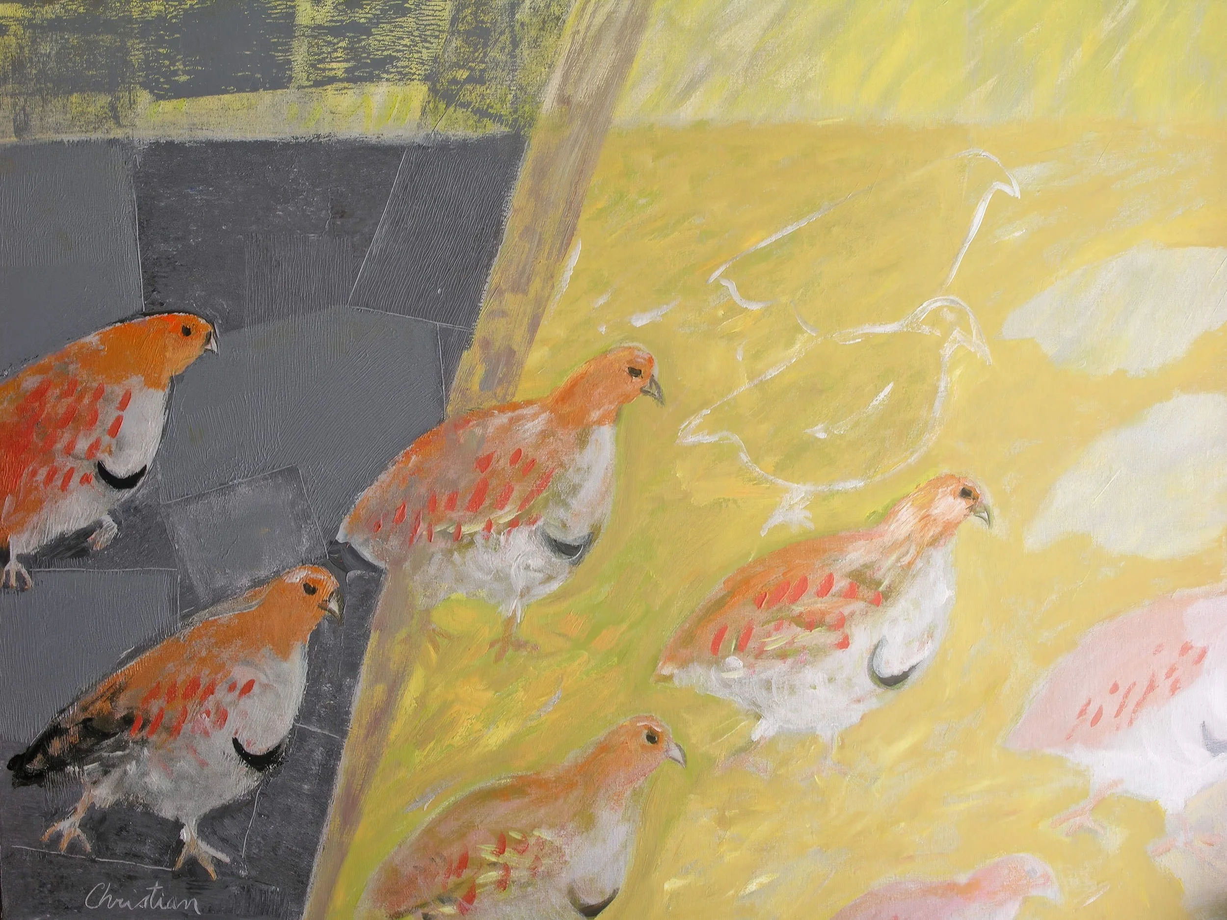 Partridges on the Patio
Acrylic on Canvas
36” x 48”
2000
— SOLD —