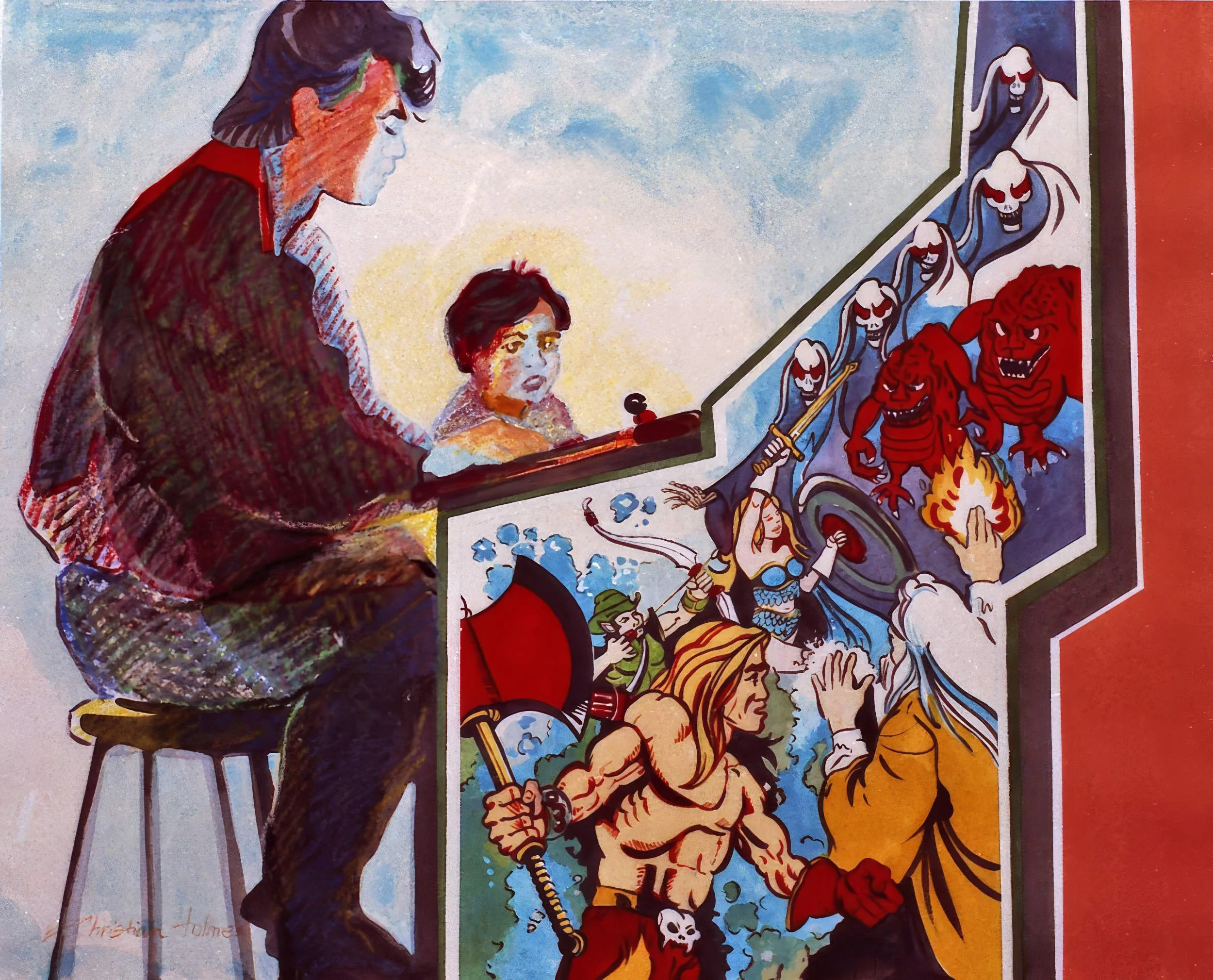 Battle Between Good and Evil Rages On
Video Games Series
Mixed Media on Cotton Rag Paper
21” x 25”
1988
— Available from Artist's Collection —