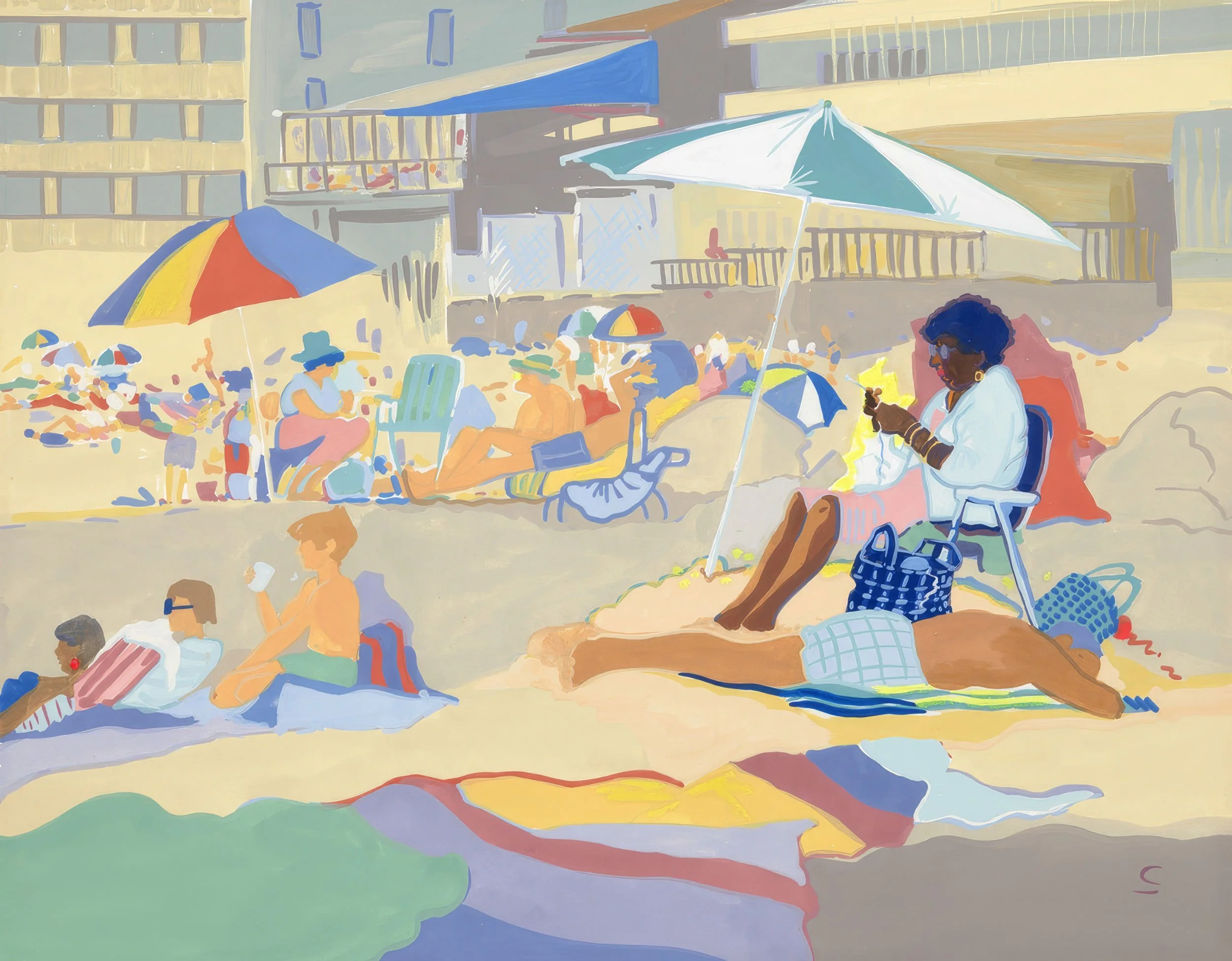 All the Necessities for a Fun Day at the Beach
Beach Series
Gouache on Cotton Rag
21” x 25”
1988
— SOLD —