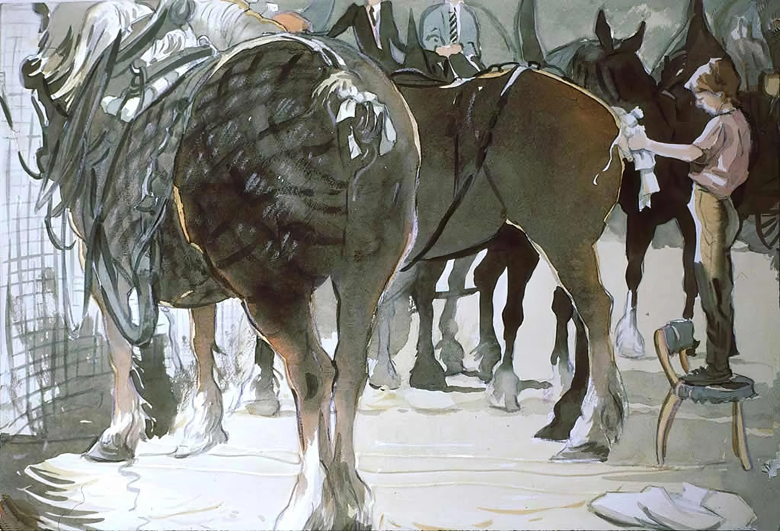 "Horse's Tails!"
Draft Horse Series
Watercolour + Embossing + Gouache
24” x 30”
1986
— SOLD —