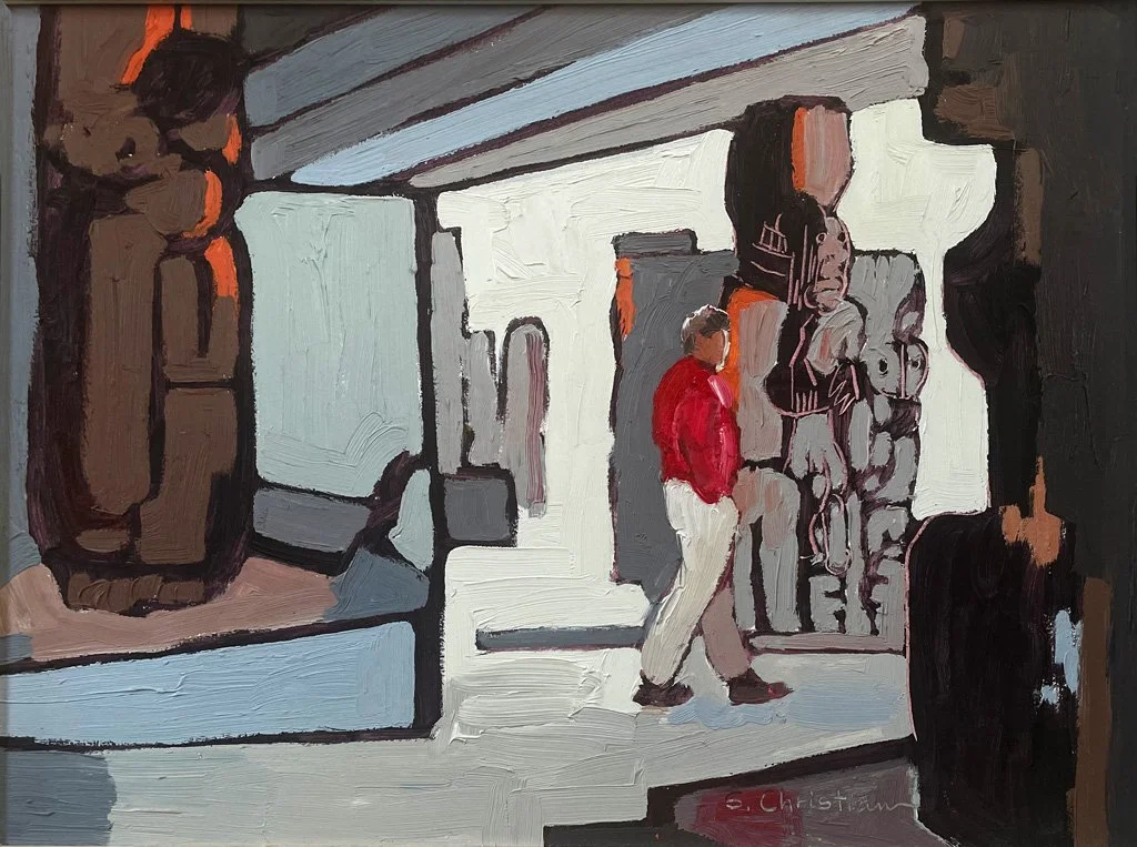  Oh My! 
 Monuments and Pedestals Series
Oil on Board
12” x 16”
1993
— Private Sale from Artist's Collection 2026 —