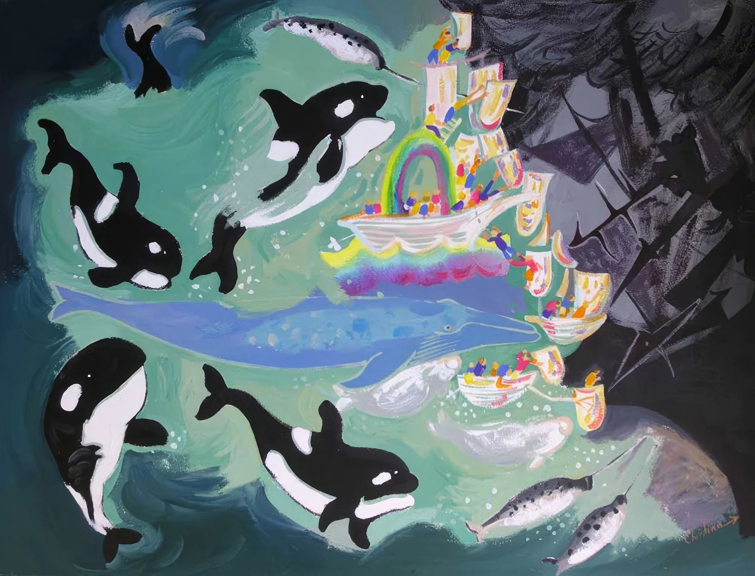 Rainbows are Unforgettable
Monsters in the Garden Series
Acrylic
36” x 48”
2005
— SOLD —