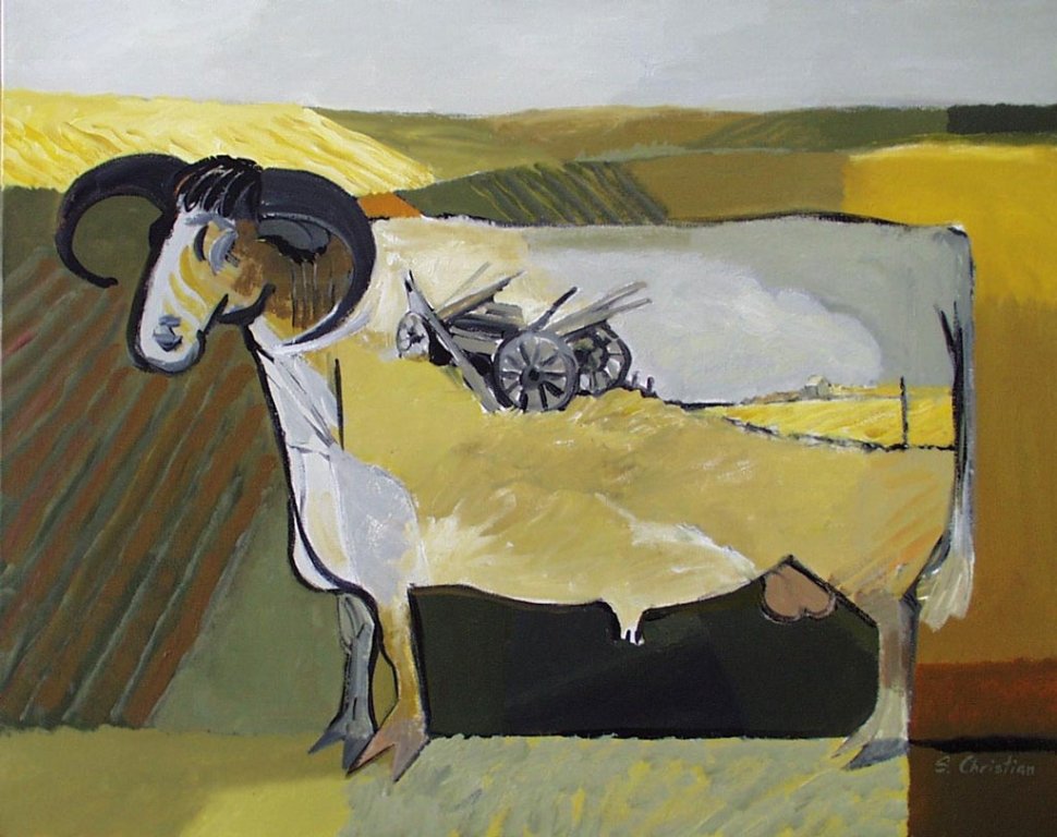  Bull - Calm 
Riding the Bull Series
Acrylic on Canvas
24” x 30”
1999
— Private Sale from Artist's Collection 2026 —