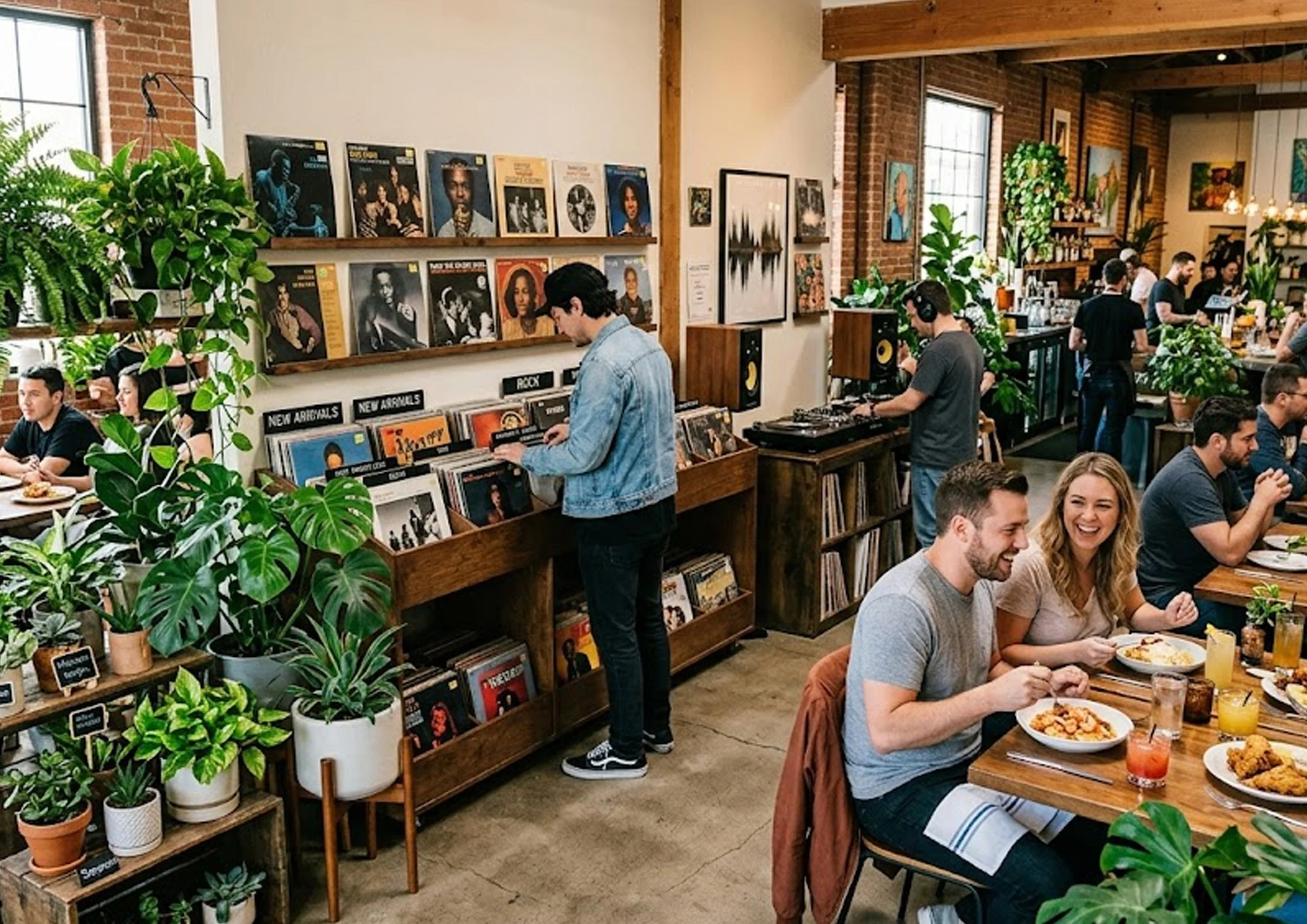 Plant and Vinyl Shops Inside Restaurants Near Boulder City