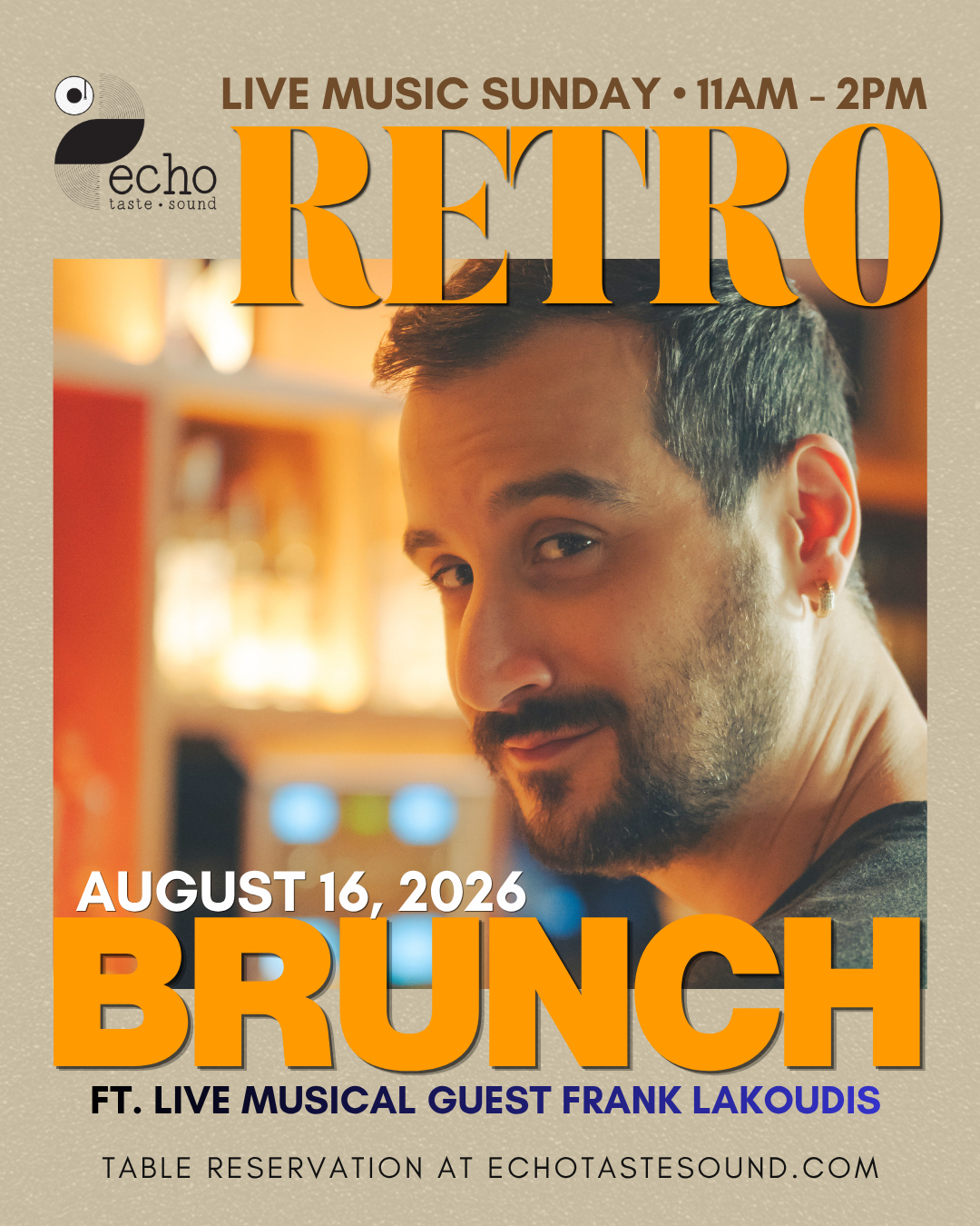 LIVE MUSIC RETRO BRUNCH- ft. Frank Lakoudis