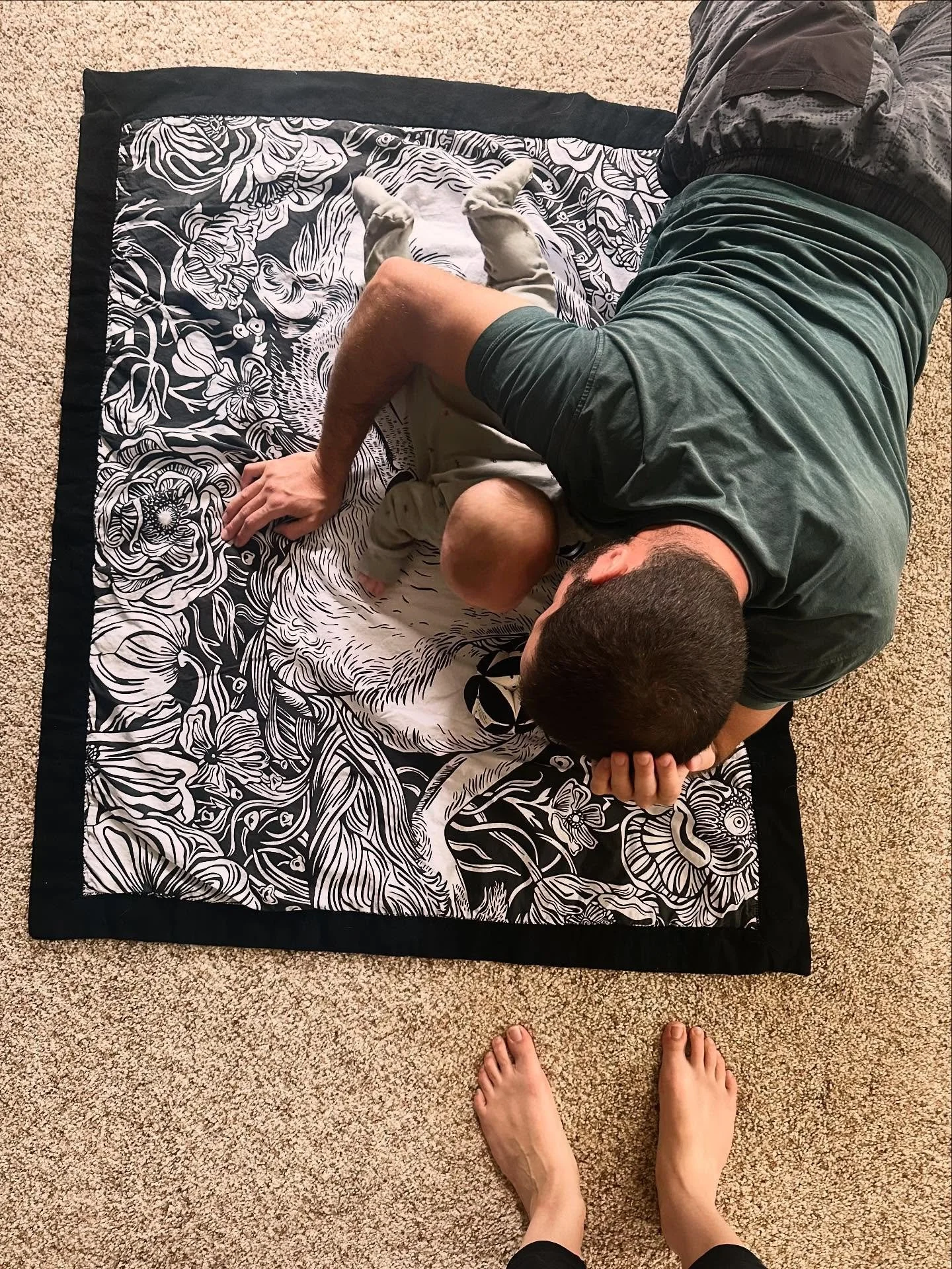 Coyote quilt is alive and well! I painted this painting two years ago and turned it into a baby quilt for my niece recently. Seeing my brother and her together are emotions I have not experienced before. My brother is a natural father and it&rsquo;s 