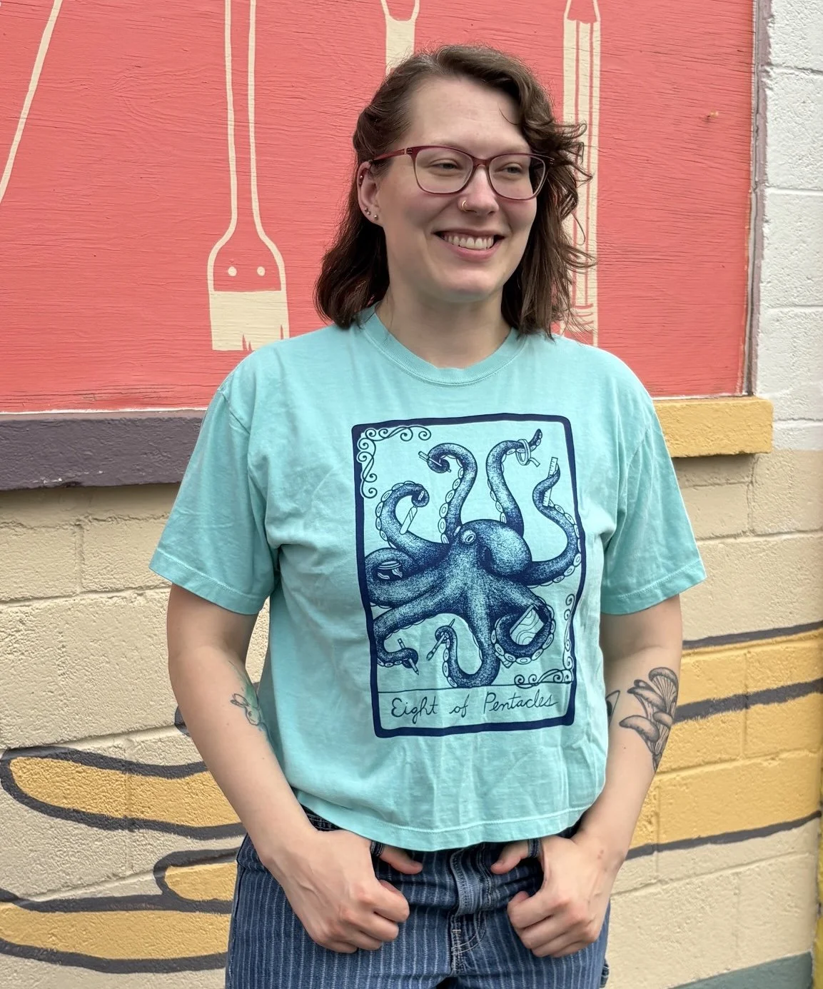 Eight of Pentacles Tarot Card Cropped T-Shirt