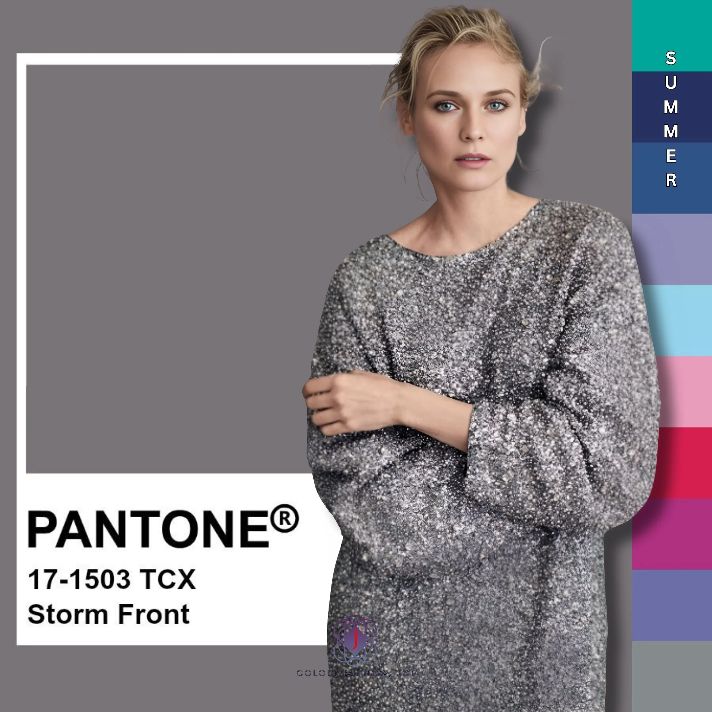 Pantone's Storm Front 🩶 is a cool, muted grey with hints of blue. It's a versatile and neutral colour that can add a touch of sophistication and subtlety to your outfits.
For a dramatic contrast, consider combining it with deep navy or charcoal gre
