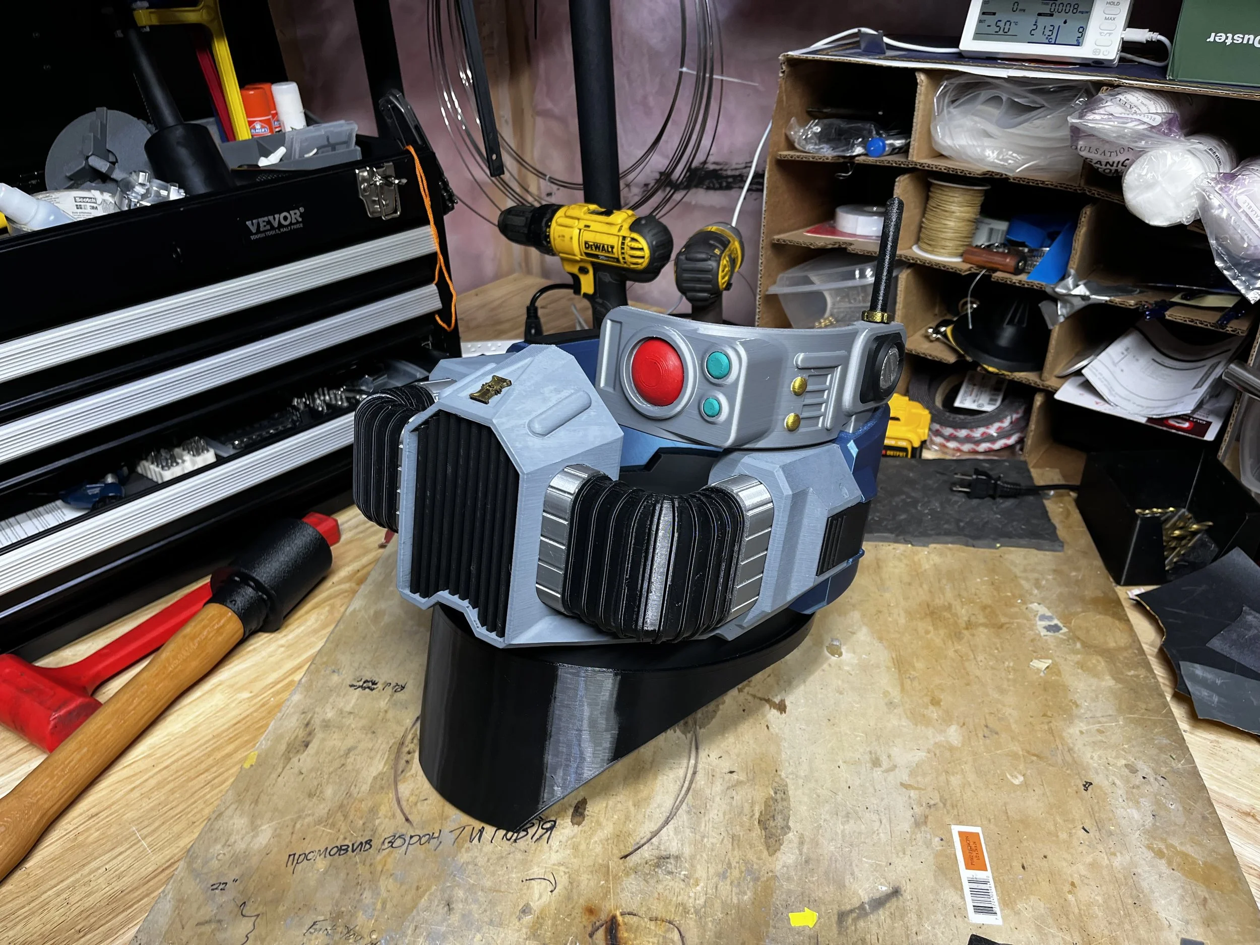 Modular grim dark 40k themed mask assembly front view
