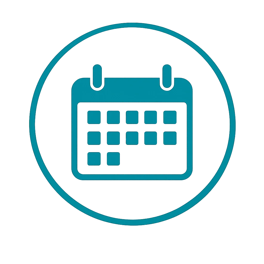 Calendar icon representing Step 1 in our therapy process: booking an online therapy appointment in Alberta.