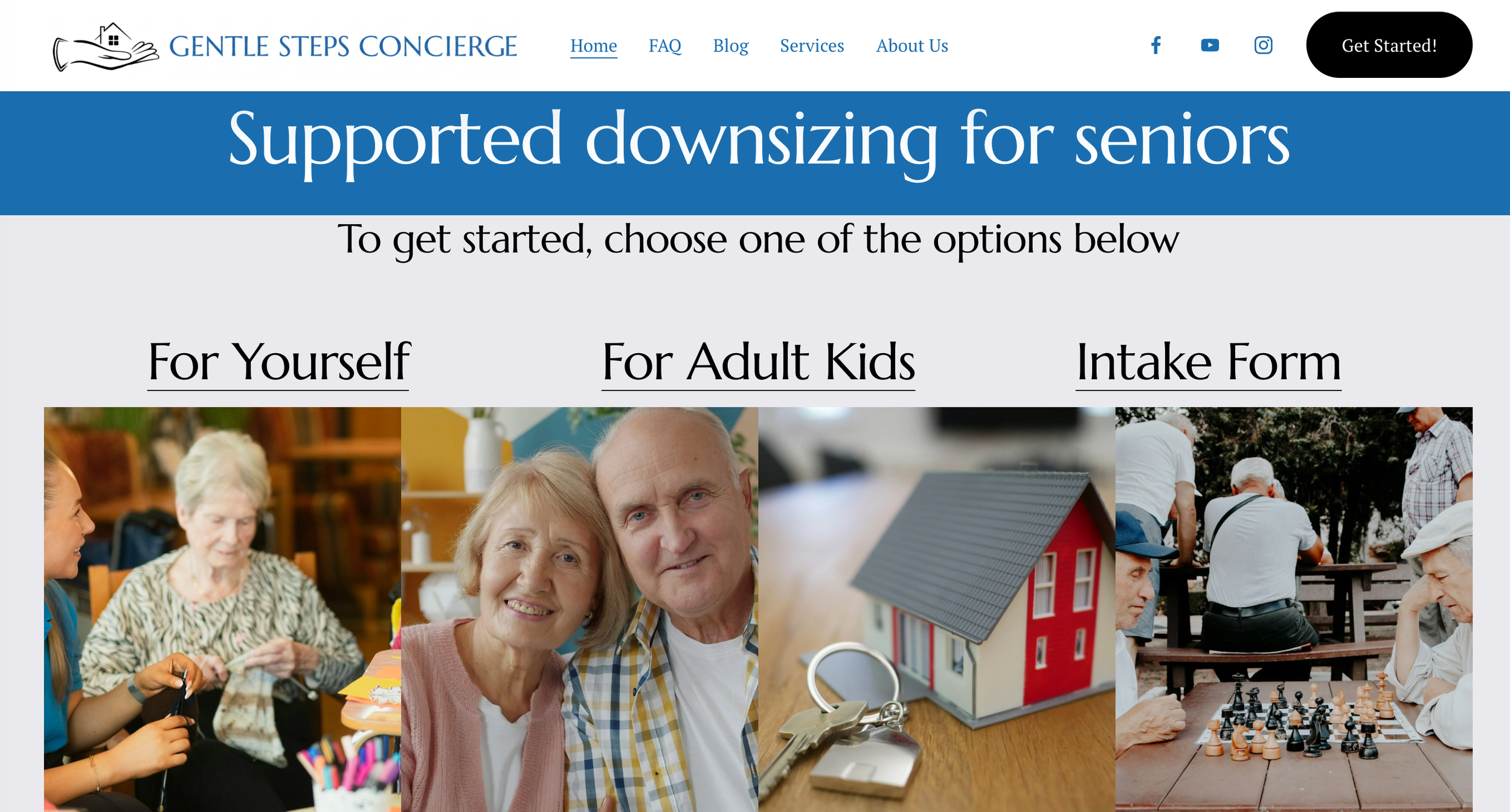 Gentle Steps Concierge web site, a service for seniors transitioning to their next home.