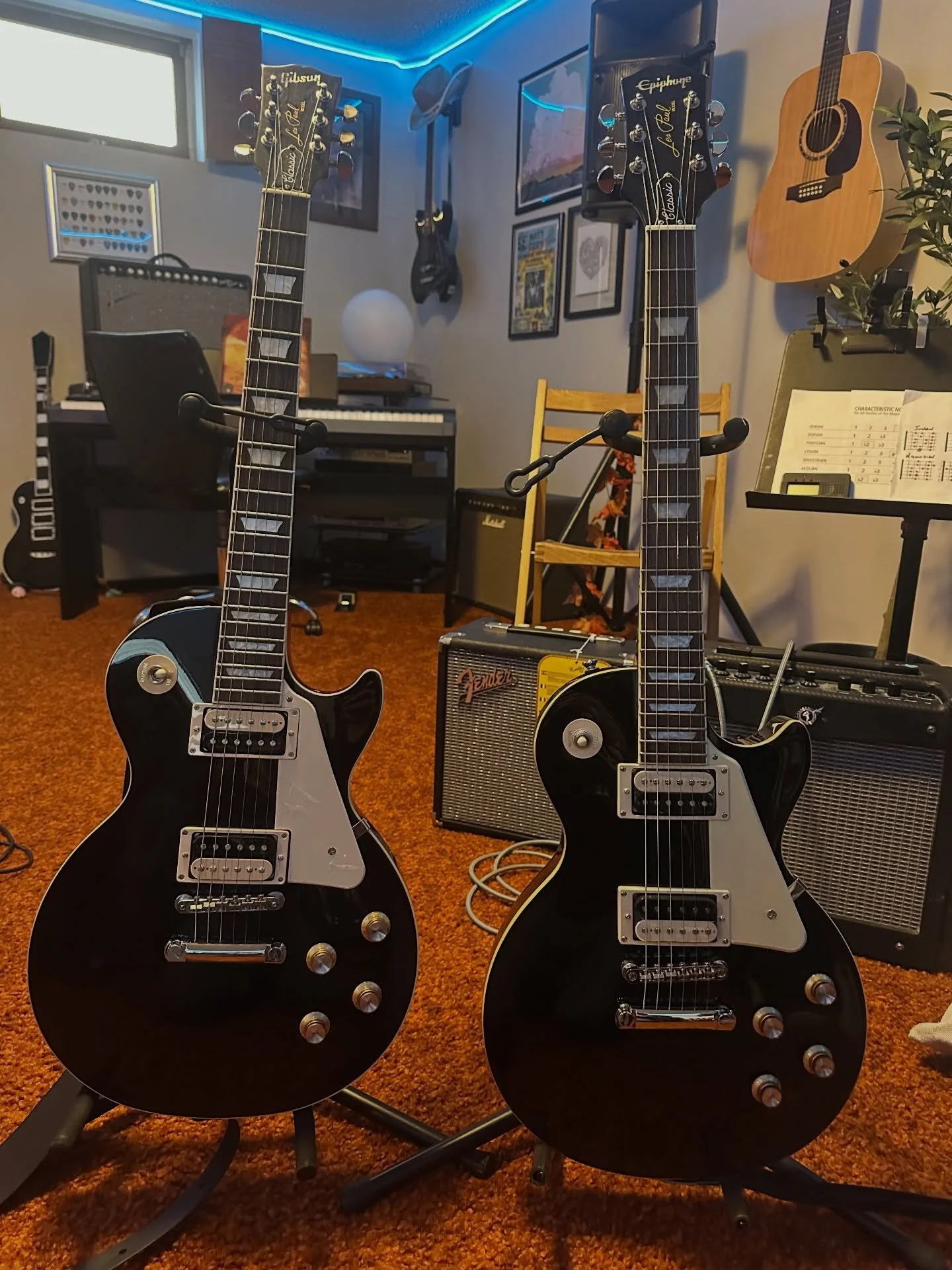Twinning! One of the best feelings as a guitar teacher is when a student shows up with their brand new guitar for the first time. 

We had to put these two side-by-side and see if we could spot the differences. Super cool!!

#gibson #epiphone #guitar