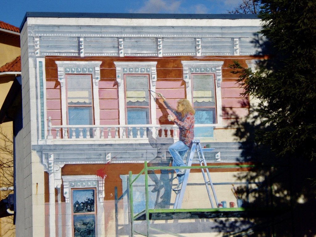 Mural, self-portrait, destroyed.