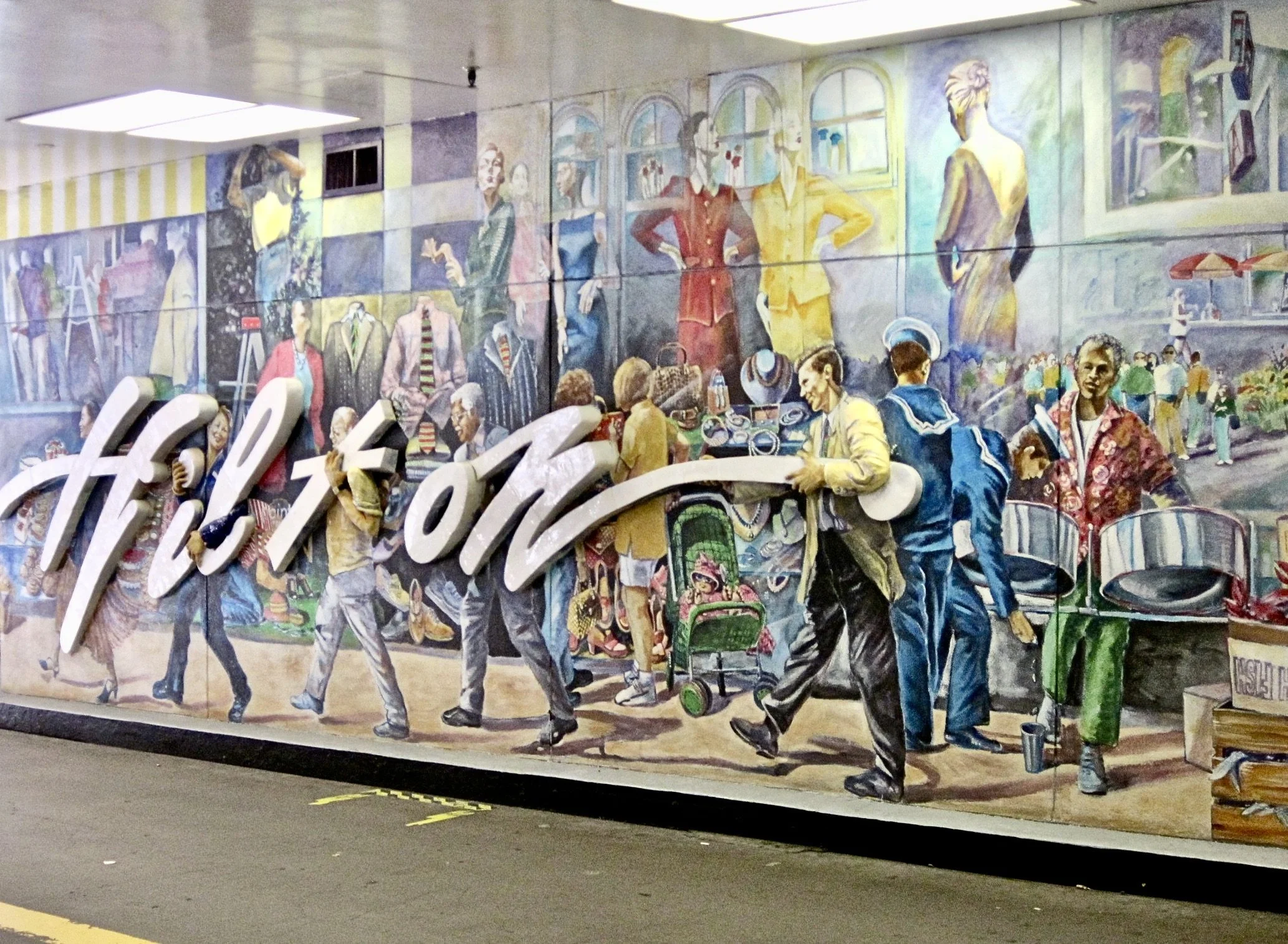 San Francisco Hilton murals, paintings & sculpture. Click arrow on sides.