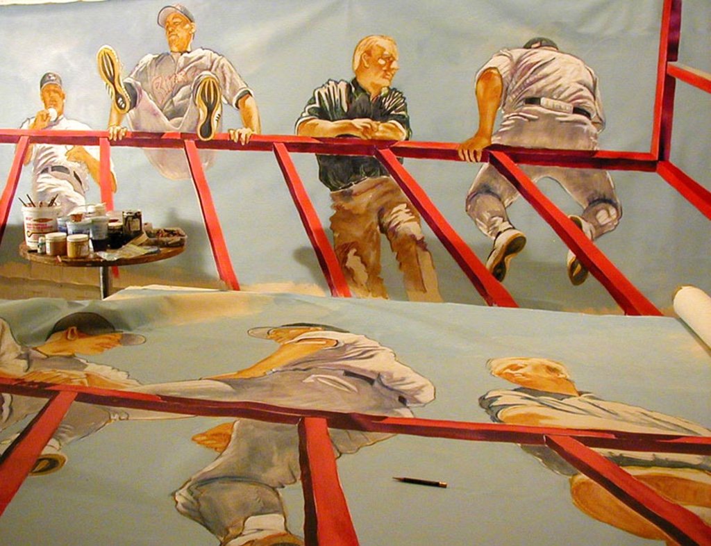 Raley Field, ceiling mural process