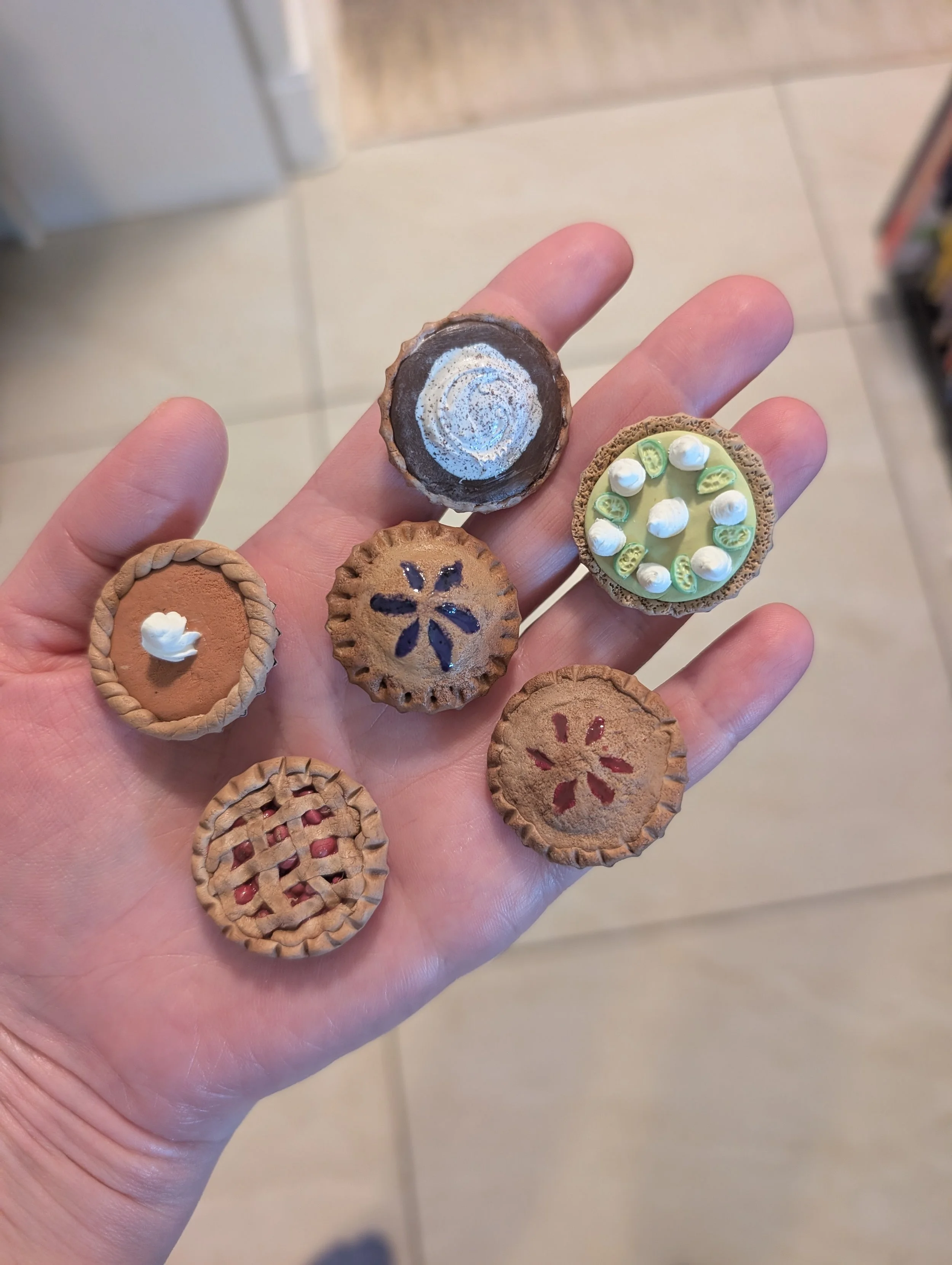 Charming 1" Polymer Clay Pie Magnets
