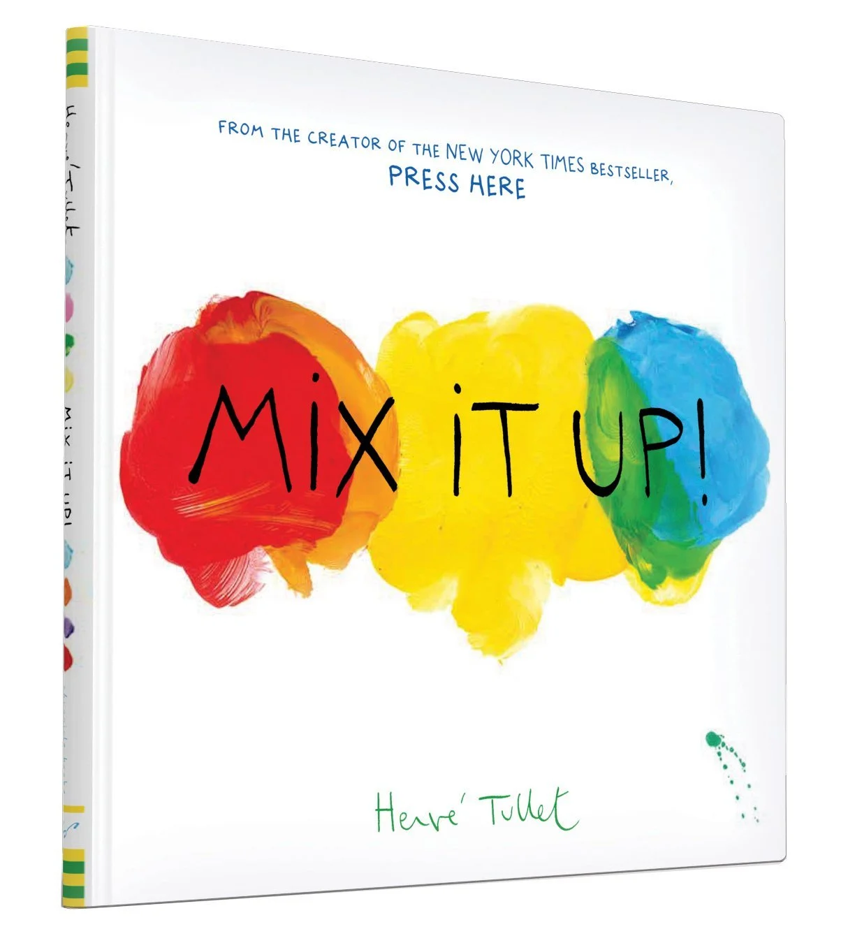 A colorful book cover with abstract paint splashes and the title “Mix It Up!” by Hervé Tullet.