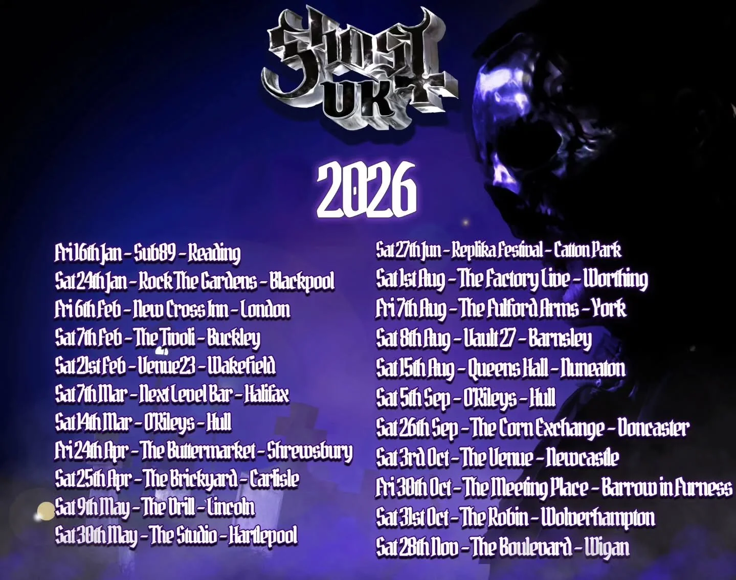 [MESSAGE FROM THE UK CLERGY🇬🇧]

It has come to the exciting time of the year where we announce our new list of Rituals for 2026😈

We can't wait to see you all wherever it may be at one of our shows. 
There are a few sneaky surprises that will be s