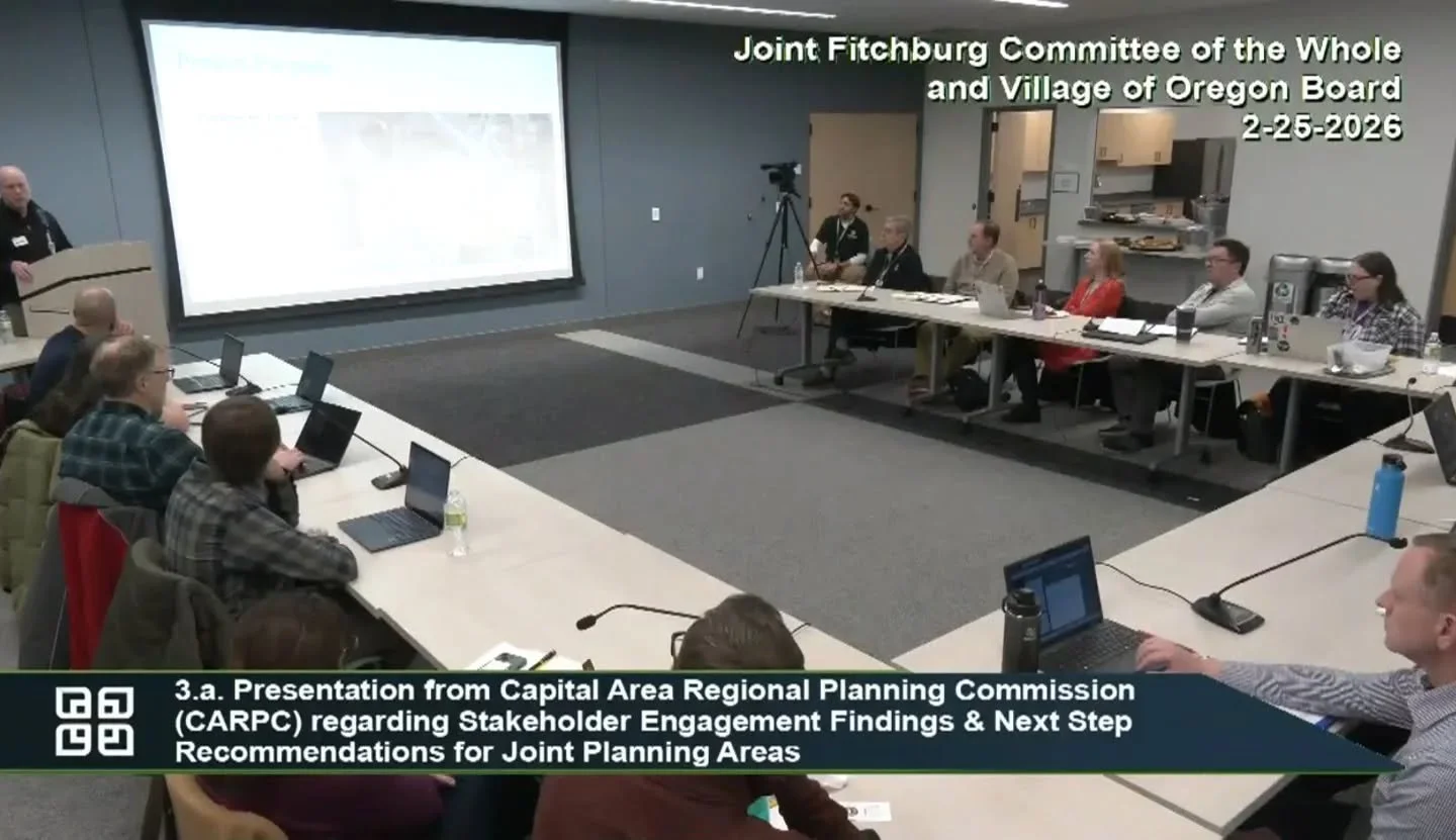 My fellow alders and I just wrapped up a joint meeting with our counterparts from the Village of Oregon discussing the *potential* for collaboration on development in the far southeast corner of Fitchburg. 

The Wisconsin Department of Corrections is