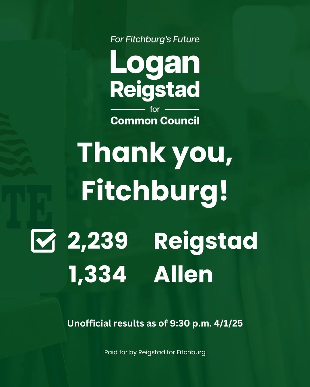 Reigstad declares victory in Common Council race