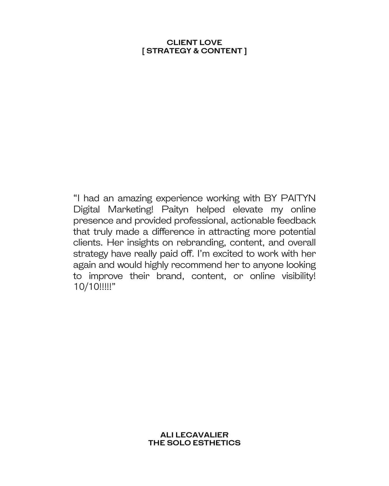 I recently worked with Ali, owner of @thesoloesthetics, to refine her brand direction and bring more clarity to how she shows up online.

As a talented esthetician with a loyal client base, Ali already had the foundation for a strong brand, but like 