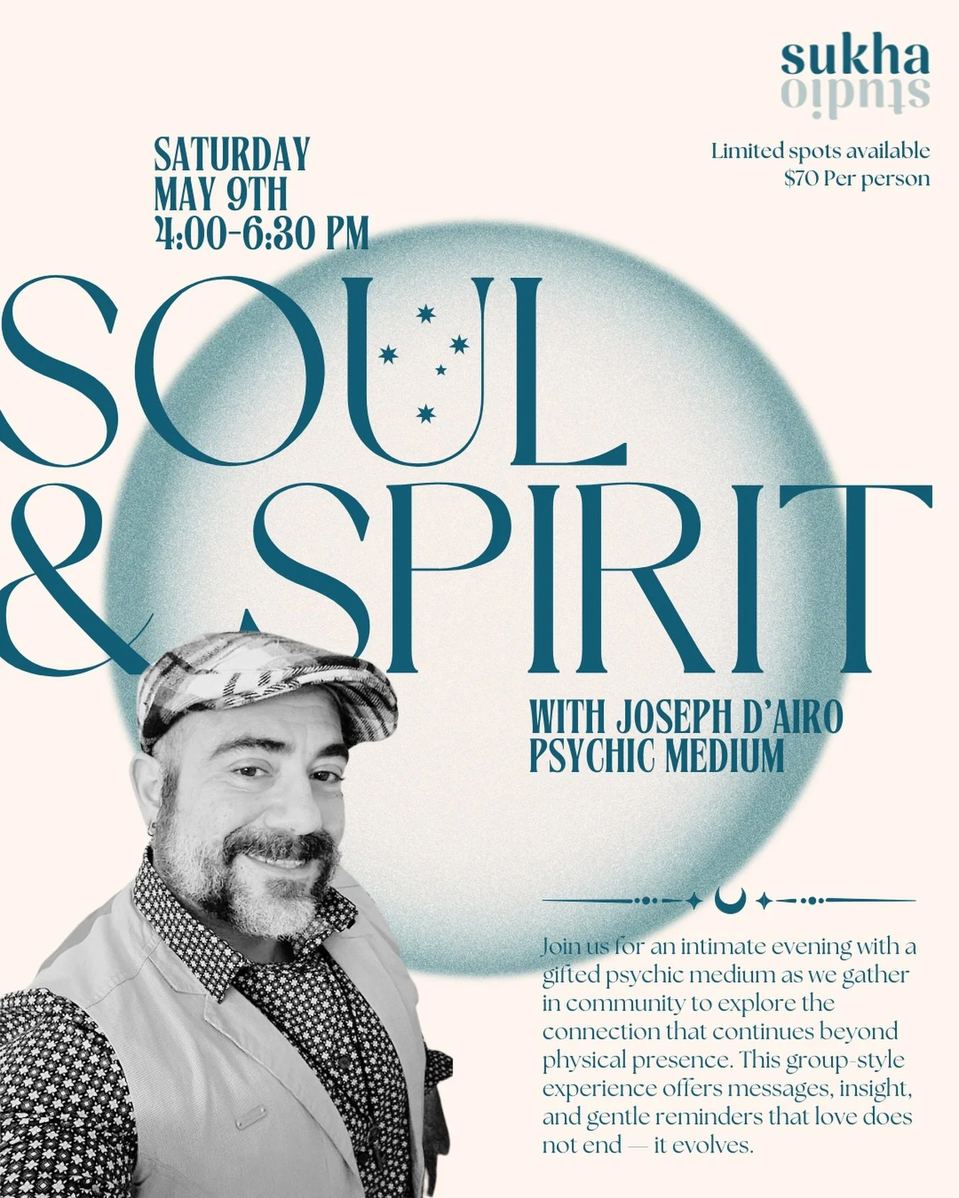 💫 Soul &amp; Spirit with psychic medium Joseph D&rsquo;Airo @joseph_psychicmedium 💫

Join us for an intimate evening with gifted psychic medium, Joseph D&rsquo;Airo as we gather in community to explore the connection that continues beyond physical 