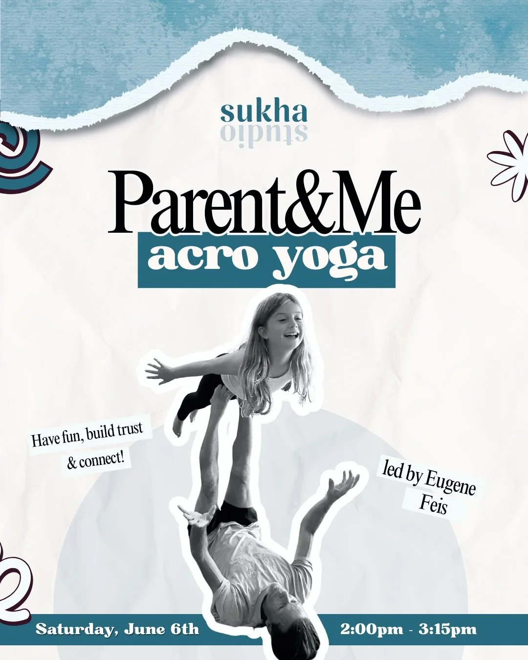 ✨ BACK BY POPULAR DEMAND ✨
‼️ Parent &amp; Me Acro Yoga with Eugene Feis ‼️

This class combines elements of acro yoga with the joy of connecting physically and emotionally. Designed for parents (or caregivers) with children any age, this class focus