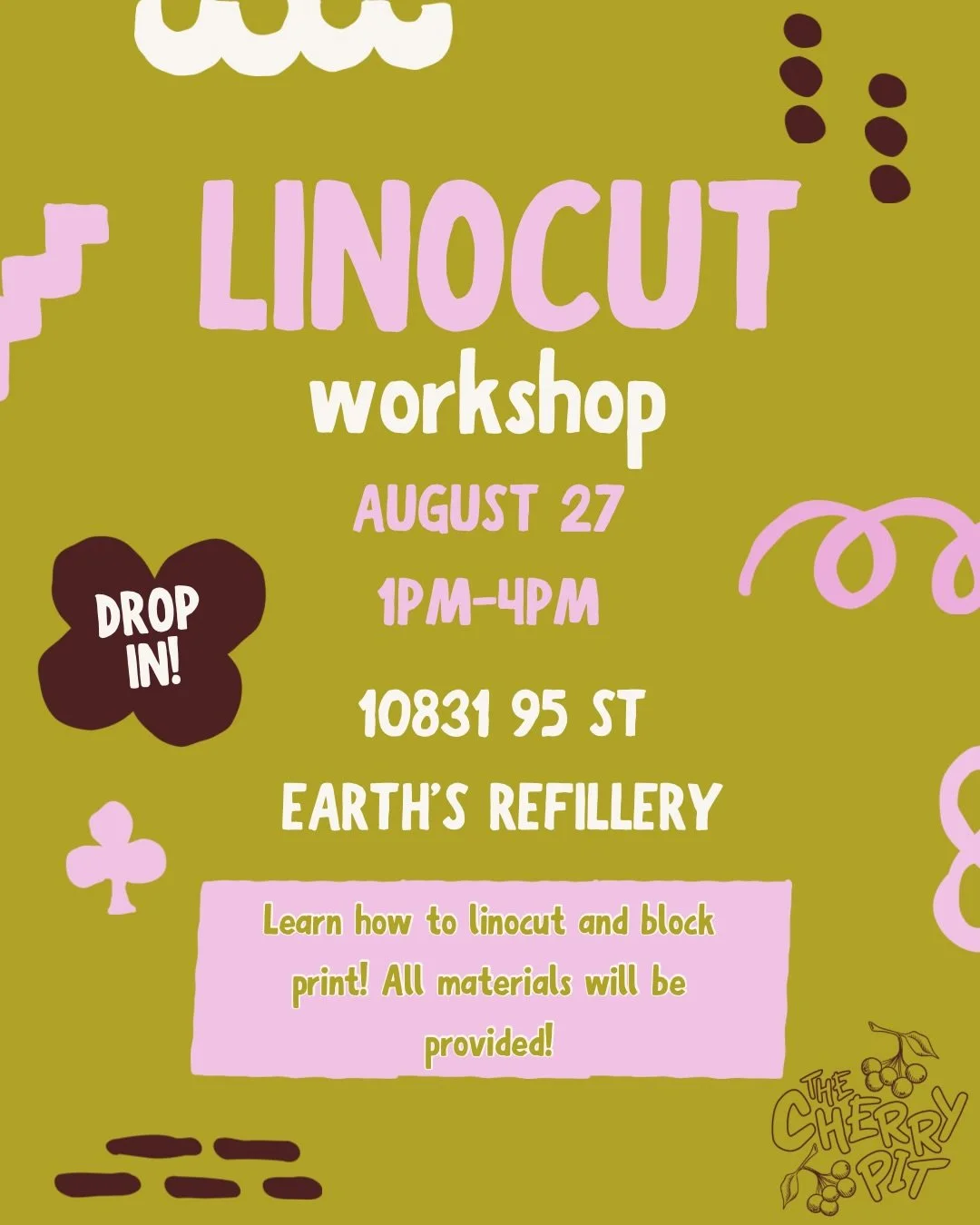 drop in for a linocut and block print workshop Thursday August 27 1pm-4pm at @earthsrefillery 10831 95ST! 🍒

Swipe to check out some of the creations made at our last linocut workshop!