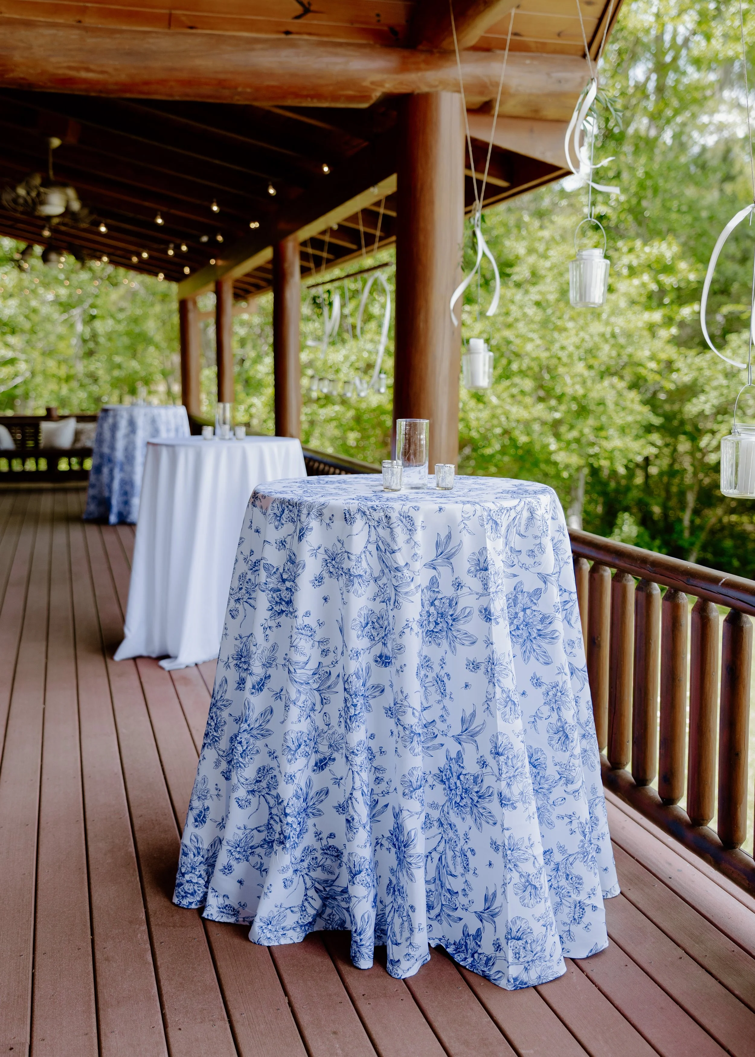 60" Blue Toile Round Linens - $17 each